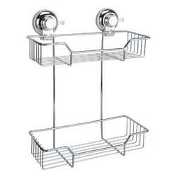 Porta oggetti box doccia 2 ripiani a ventosa (27,4x12,5x35,5cm) HOT Cromo lucido HO1913 - immagine 1