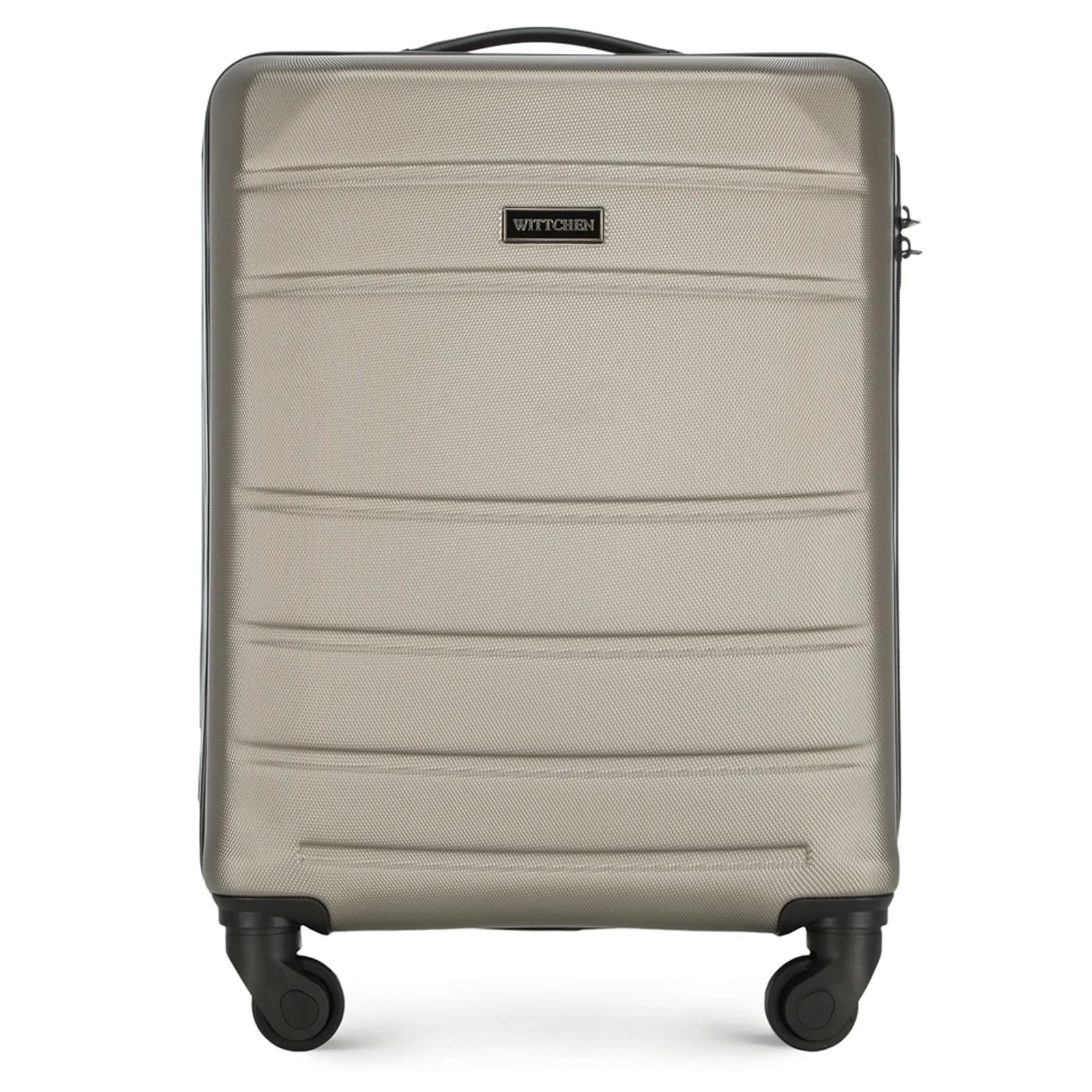 WITTCHEN Valigia da viaggio Bagaglio a mano Valigia da cabina Valigia rigida in ABS con 4 ruote girevoli Serratura a combinazione Maniglia telescopica Globe Line Taglia S Champagne Ryanair/ITA Airways - immagine 1