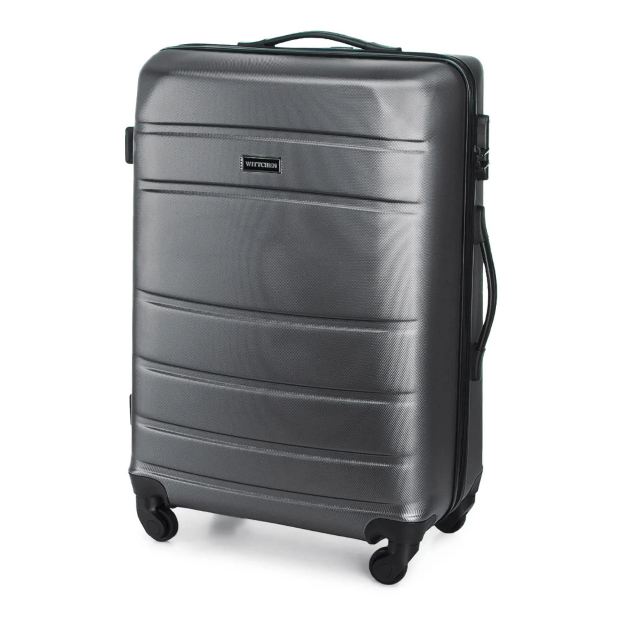 WITTCHEN valigia da viaggio set di 3 valigie trolley bagaglio a mano valigia a rotelle in ABS con 4 ruote spinner chiusura a combinazione maniglia telescopica Globe Line Grigio Ryanair/ITA Airways - immagine 4