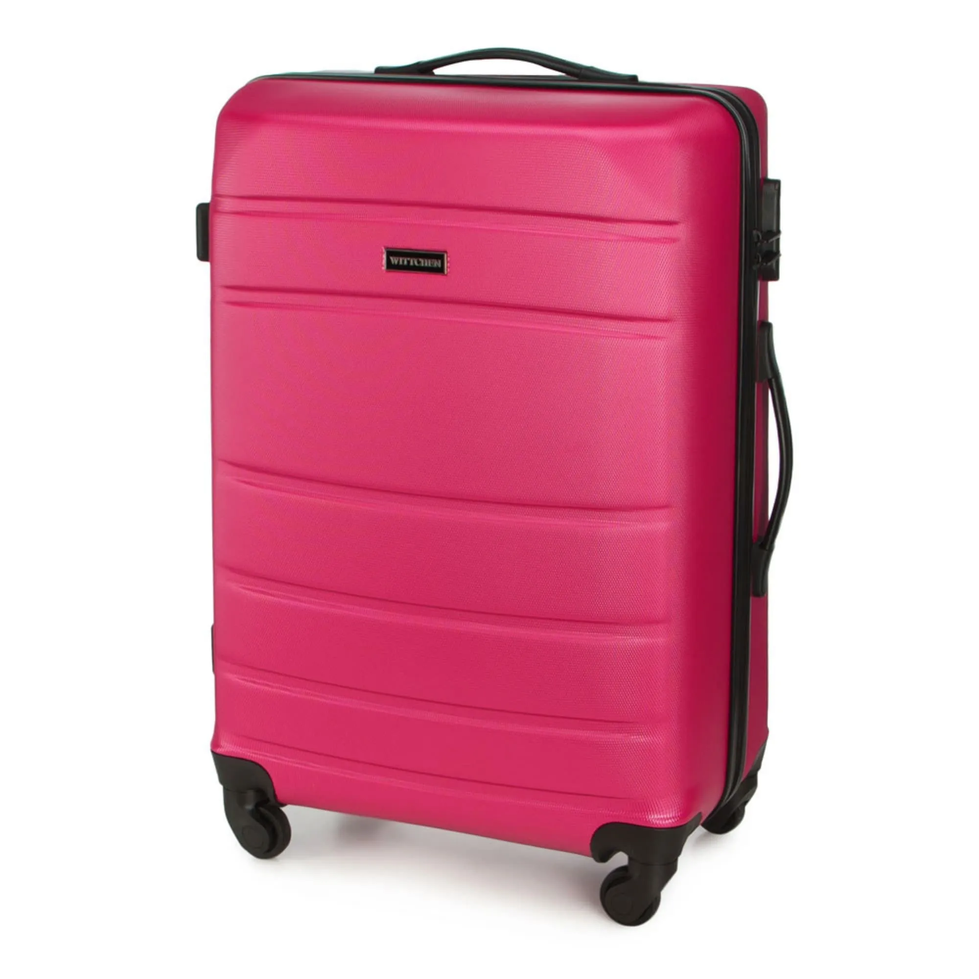 WITTCHEN valigia da viaggio set di 3 valigie trolley bagaglio a mano valigia a rotelle in ABS con 4 ruote spinner chiusura a combinazione maniglia telescopica Globe Line Rosa Ryanair/ITA Airways - immagine 4