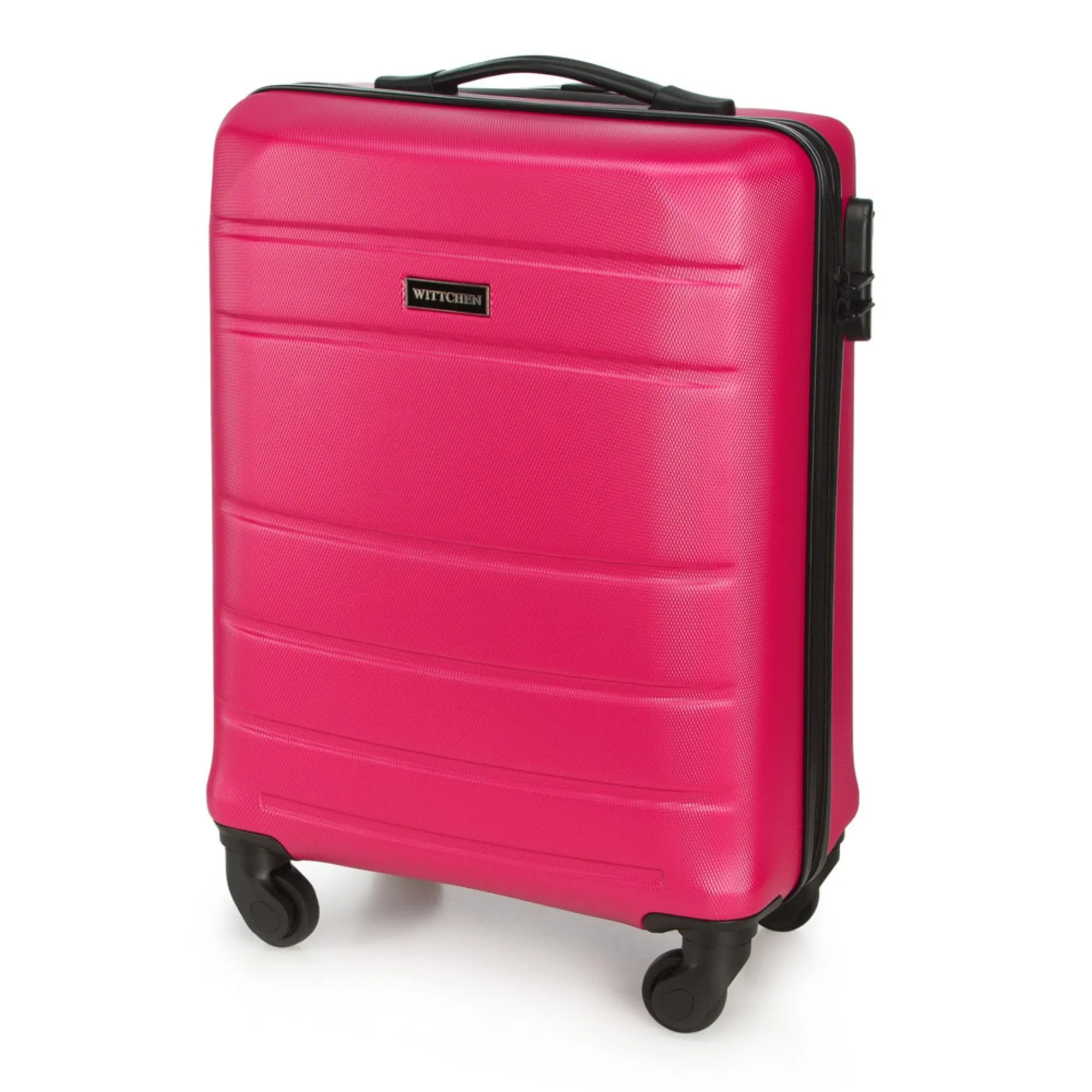 WITTCHEN Valigia da viaggio Bagaglio a mano Valigia da cabina Valigia rigida in ABS con 4 ruote girevoli Serratura a combinazione Maniglia telescopica Globe Line Taglia S Rosa Ryanair/ITA Airways - immagine 4