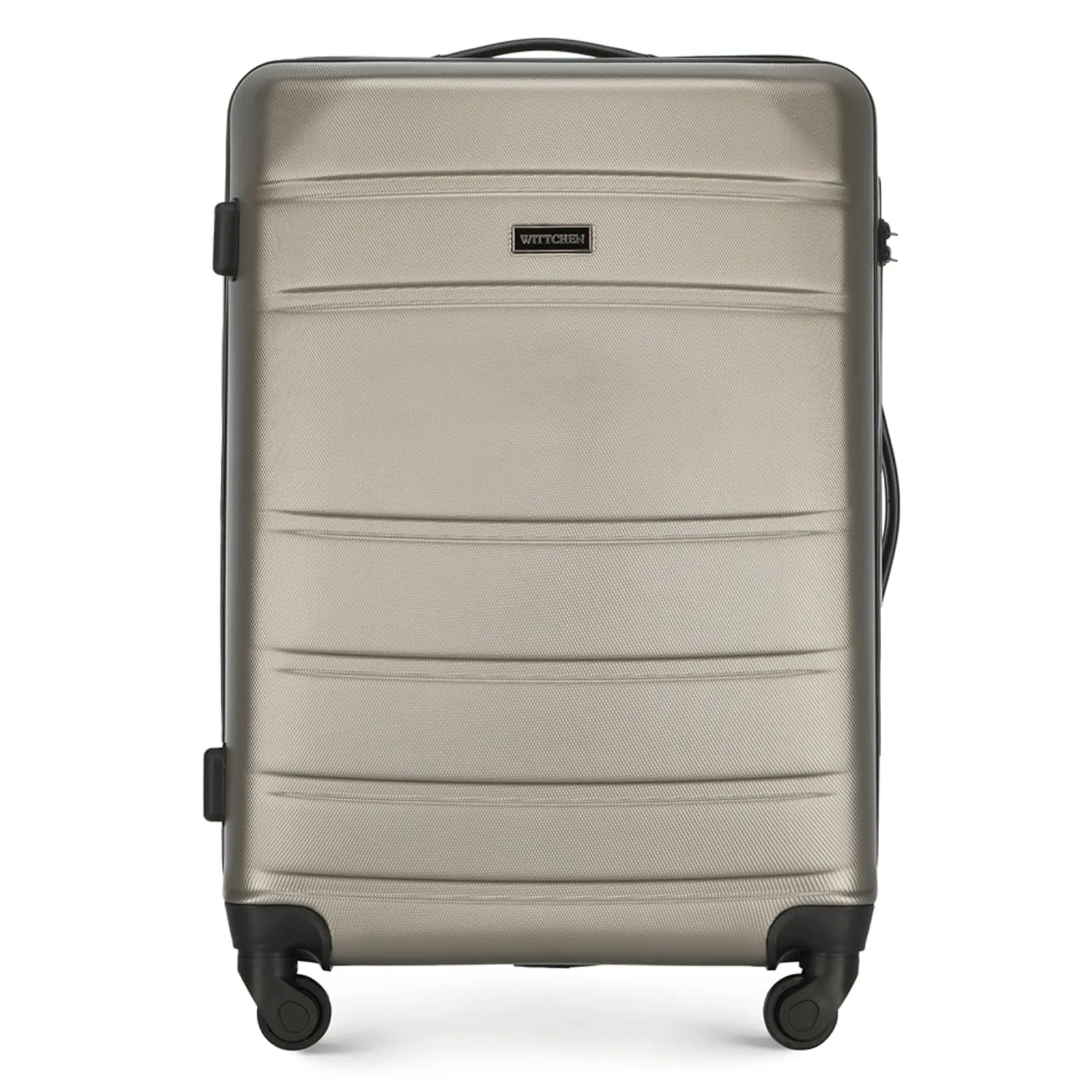 WITTCHEN Valigia Media Trolley Valigia Rigida in ABS Valigia Bagaglio Valigie con 4 Ruote Serratura a combinazione Maniglia telescopica Globe Line Champagne Ryanair/ITA Airways/easyJet - immagine 1