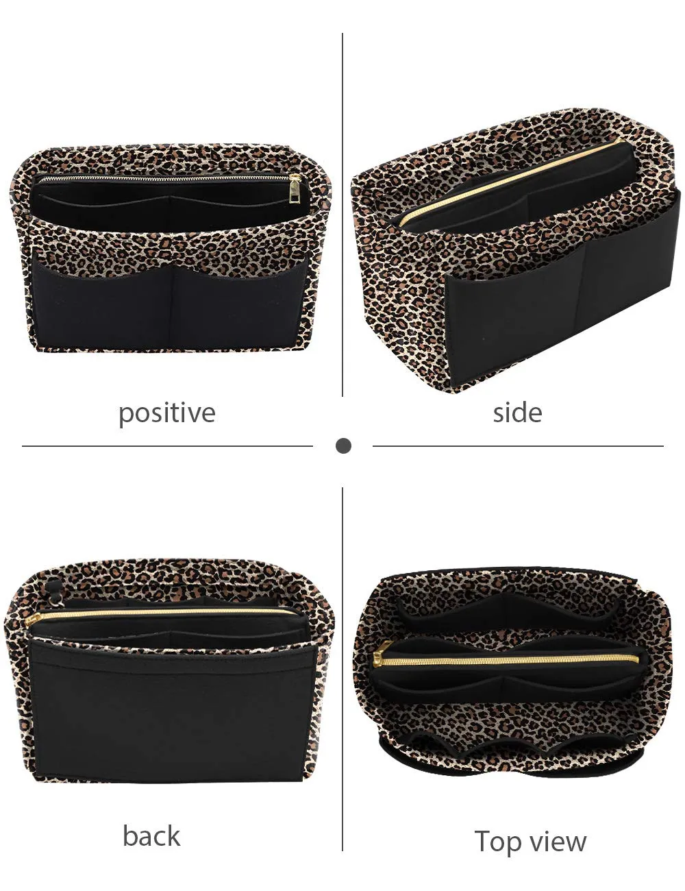 LEXSION Borsa tote per pannolini, organizer leggero in feltro con tasca interna con cerniera per Neverful Speedy 8021 B-Leopard L2 - immagine 3