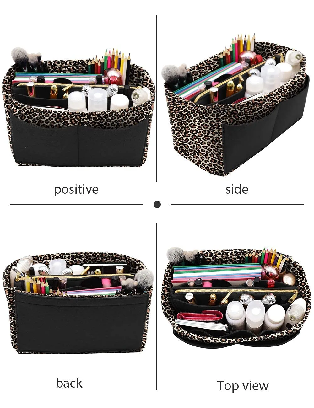 LEXSION Borsa tote per pannolini, organizer leggero in feltro con tasca interna con cerniera per Neverful Speedy 8021 B-Leopard L2 - immagine 4