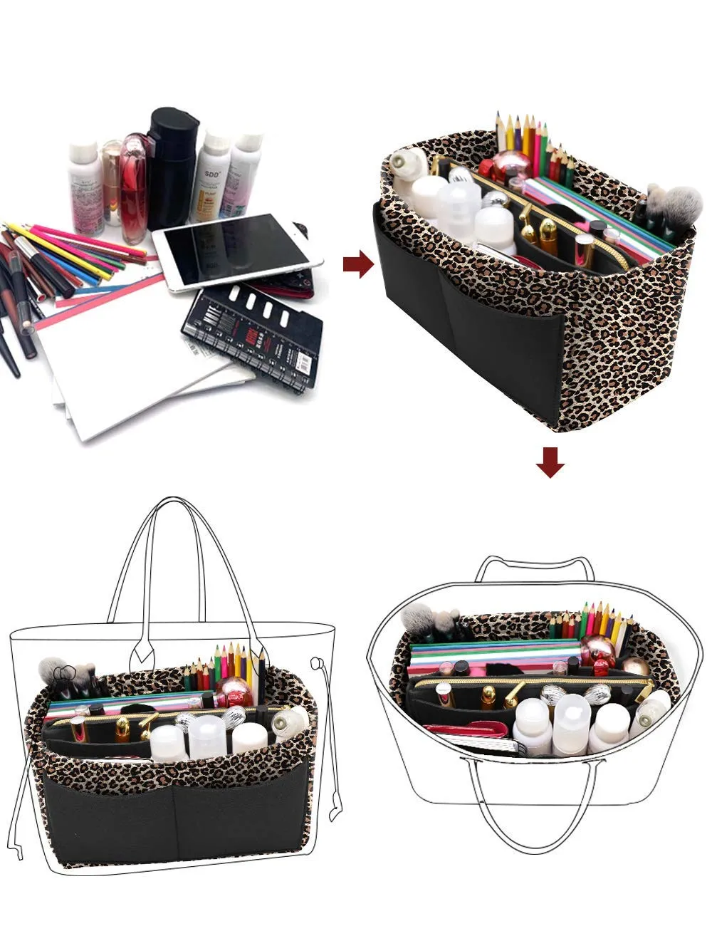 LEXSION, organizer per borse in feltro, adatto per borse tote Speedy, PM - immagine 5