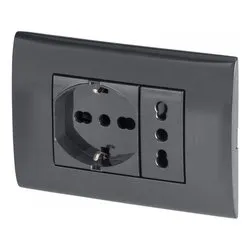 Placca elettrica (Presa Pluristd 2P+T 10/16A; Presa Bipasso 2P+T 10/16A) Antracite PP6094 1X - immagine 1