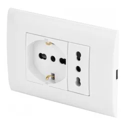Placca elettrica (Presa Pluristd 2P+T 10/16A; Presa Bipasso 2P+T 10/16A) Bianco PP6094X - immagine 1