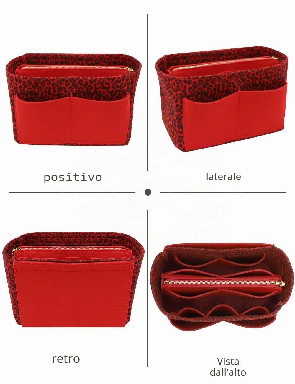 LEXSION Organizer per borsa in feltro con cerniera per borsa da trasporto per Speedy Neverfull PM MM X-Large - immagine 3