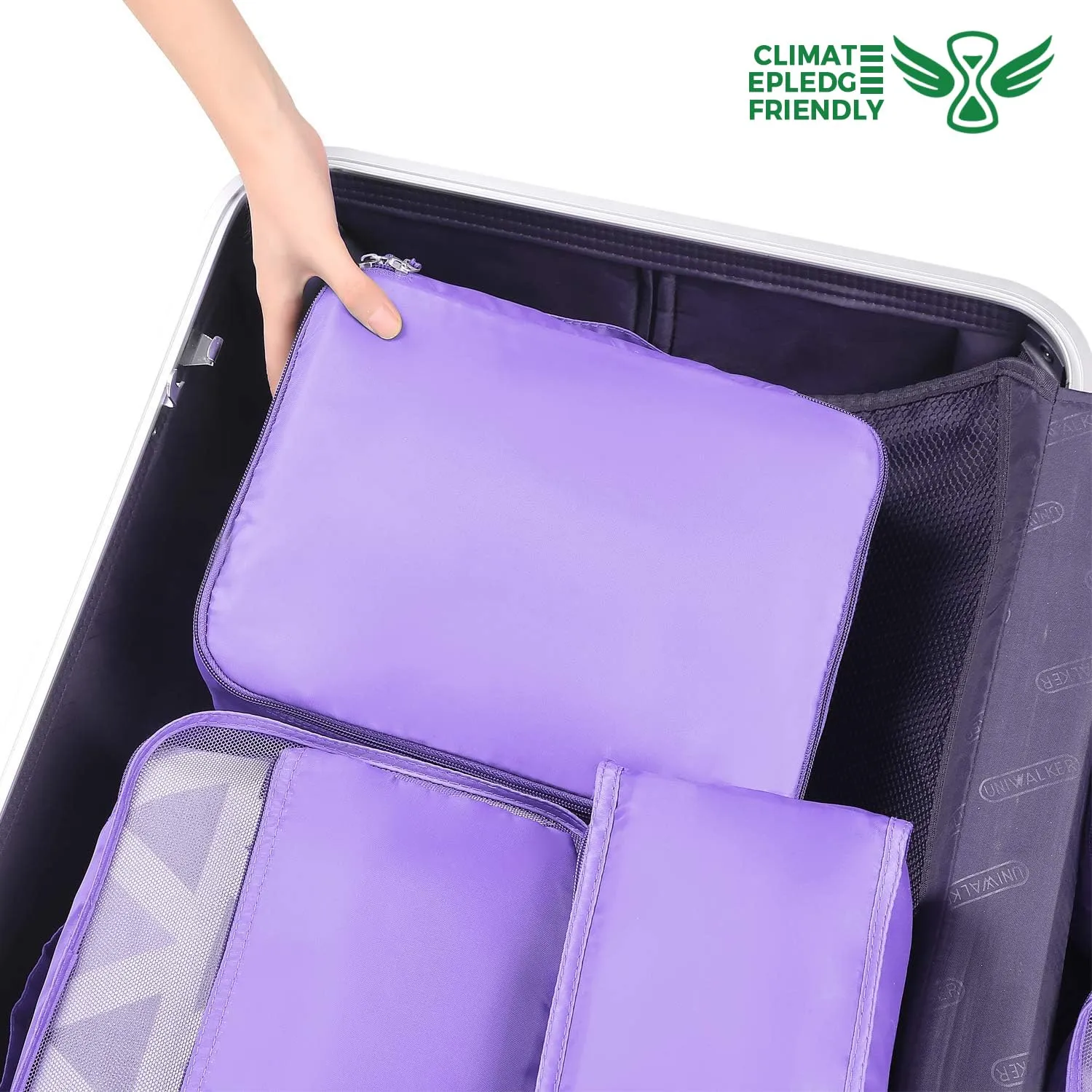 BAGAIL Cubi da Imballaggio per Valigia Set 8 Pezzi, Organizzatori Leggeri per Bagagli e Accessori da Viaggio, Viola - immagine 6