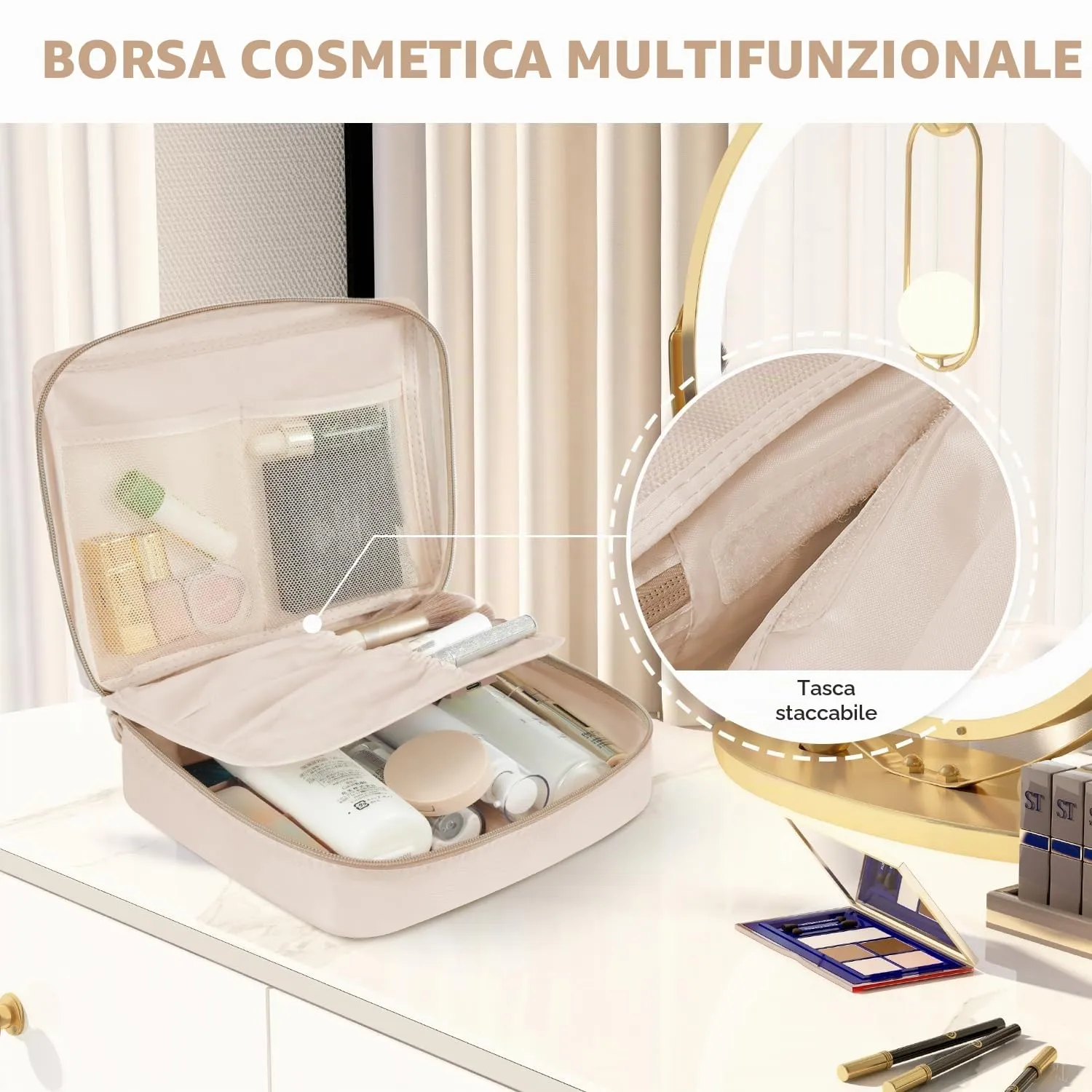 BAGAIL Cubi da Imballaggio per Valigia Set 8 Pezzi, Organizzatori Leggeri per Bagagli e Accessori da Viaggio, Beige - immagine 7
