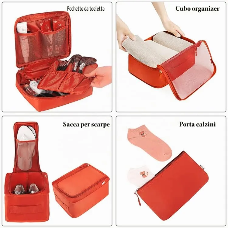 BAGAIL Cubi da Imballaggio per Valigia Set 8 Pezzi, Organizzatori Leggeri per Bagagli e Accessori da Viaggio, Arancione - immagine 3