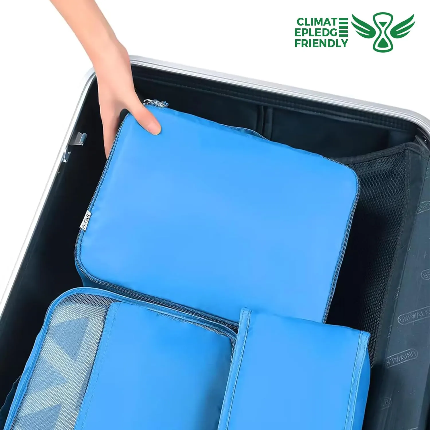 BAGAIL Cubi da Imballaggio per Valigia Set 8 Pezzi, Organizzatori Leggeri per Bagagli e Accessori da Viaggio, Blu - immagine 6