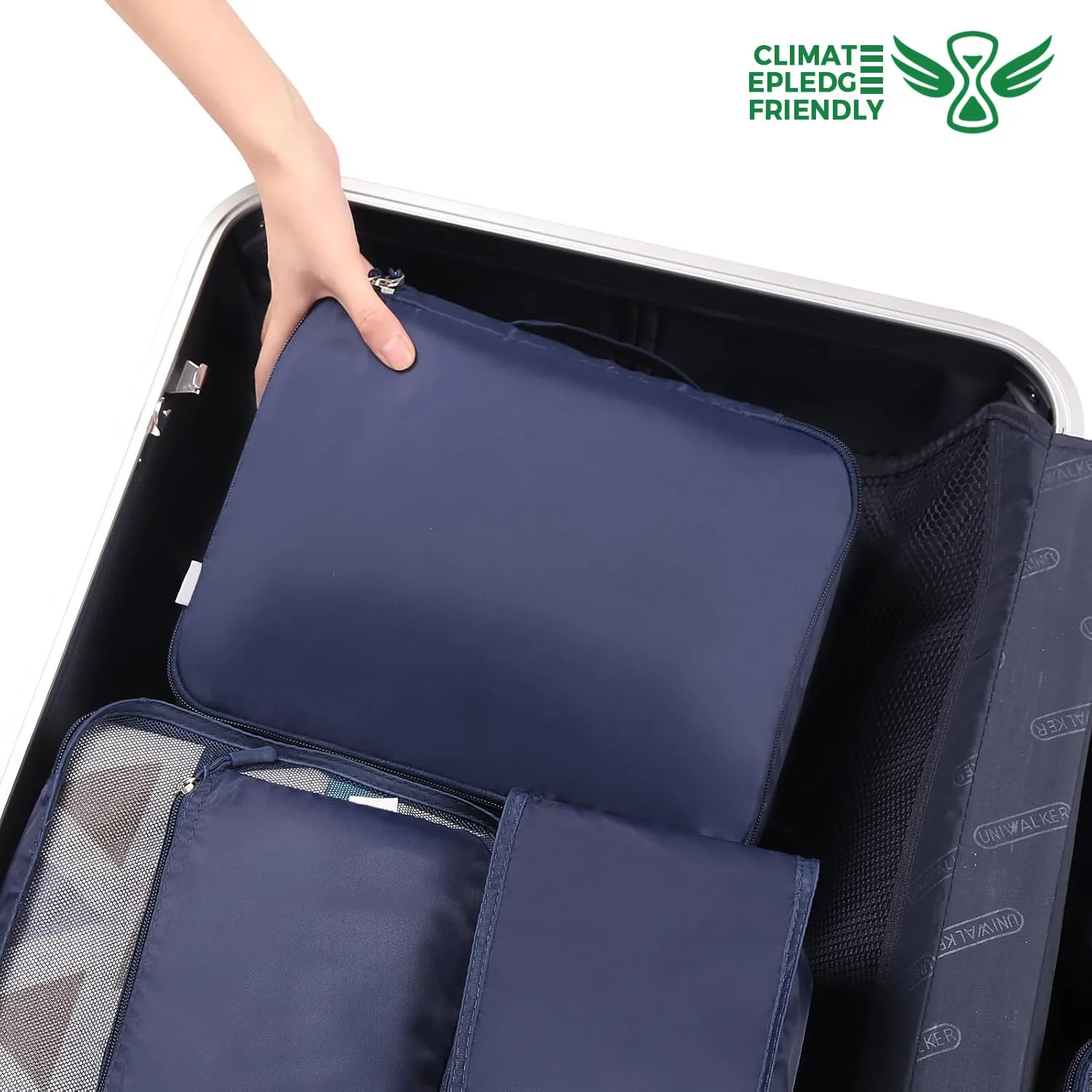 BAGAIL Cubi da Imballaggio per Valigia Set 8 Pezzi, Organizzatori Leggeri per Bagagli e Accessori da Viaggio, Blu navy - immagine 6