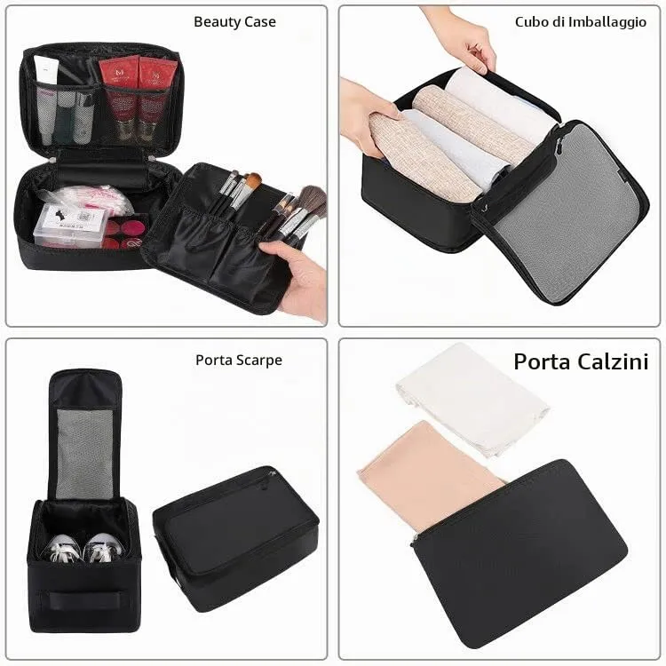 BAGAIL Cubi da Imballaggio per Valigia Set 8 Pezzi, Organizzatori Leggeri per Bagagli e Accessori da Viaggio, Nero - immagine 3