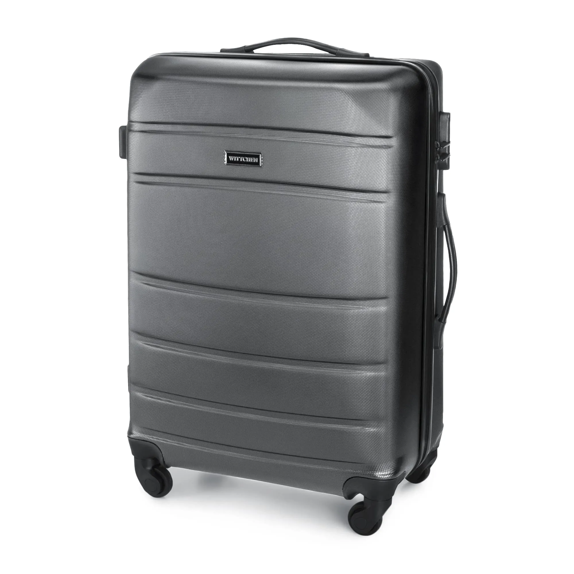 WITTCHEN set di 4 valigie con custodia per cosmetici trolley bagaglio a mano in ABS con 4 ruote spinner chiusura a combinazione maniglia telescopica Globe Line Grigio Ryanair/ITA Airways - immagine 4