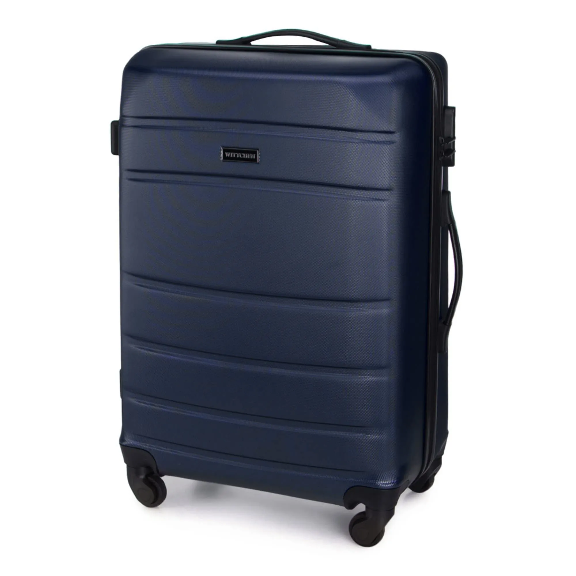 WITTCHEN set di 4 valigie con custodia per cosmetici trolley bagaglio a mano in ABS con 4 ruote spinner chiusura a combinazione maniglia telescopica Globe Line Blu Navy Ryanair/ITA Airways - immagine 4
