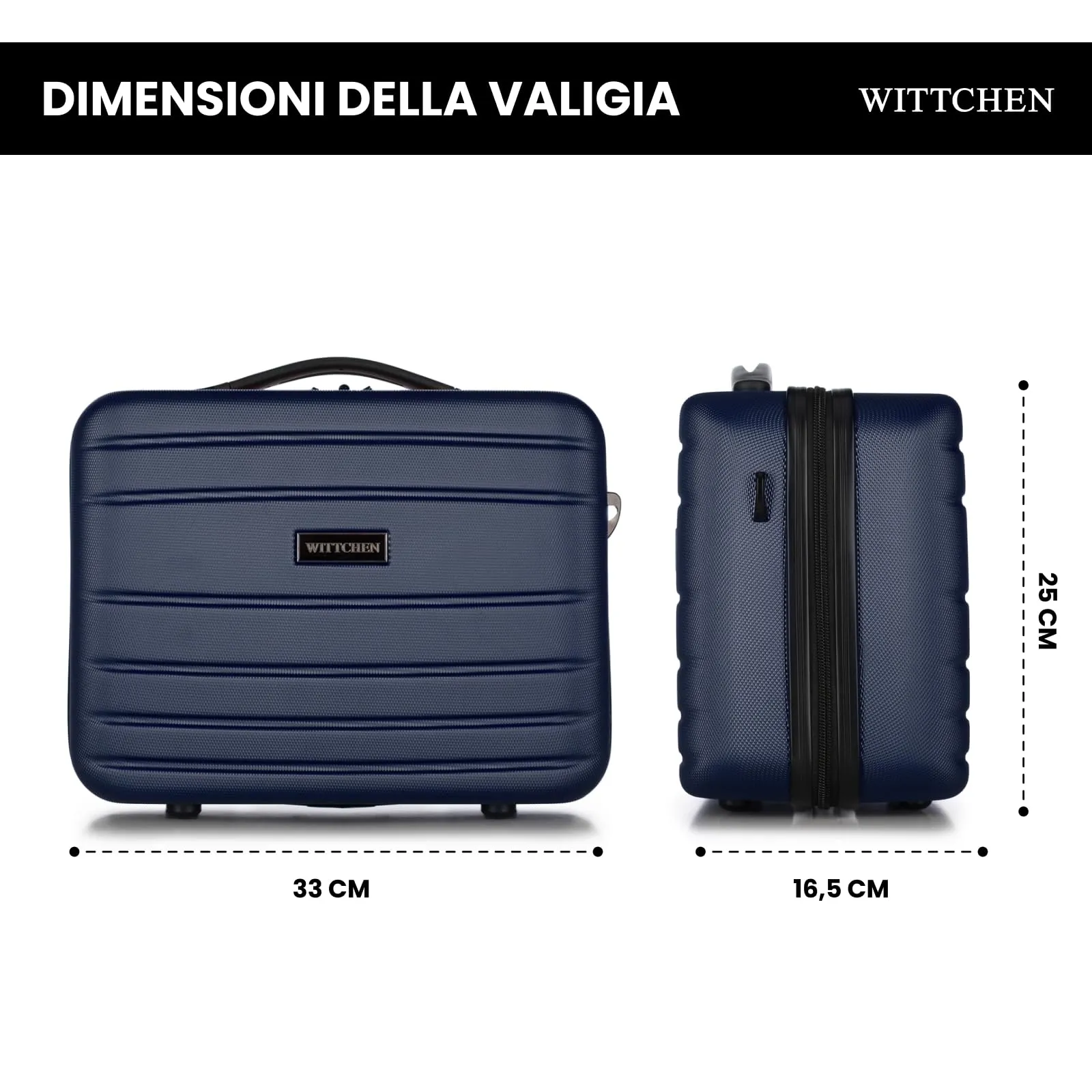 WITTCHEN Necessaire da viaggio Custodia per cosmetici Valigia da viaggio Bagaglio a mano Valigia cabina Valigia in ABS Borsa da toilette Rigido Globe Line Bly Navy Ryanair/ITA Airways - immagine 2
