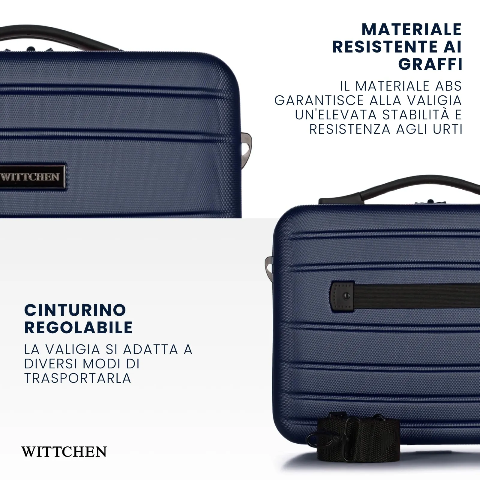 WITTCHEN Necessaire da viaggio Custodia per cosmetici Valigia da viaggio Bagaglio a mano Valigia cabina Valigia in ABS Borsa da toilette Rigido Globe Line Bly Navy Ryanair/ITA Airways - immagine 3