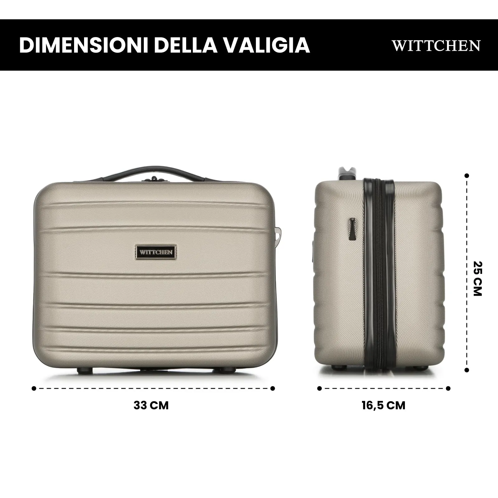 WITTCHEN Necessaire da viaggio Custodia per cosmetici Valigia da viaggio Bagaglio a mano Valigia cabina Valigia in ABS Borsa da toilette Rigido Globe Line Chaampagne Ryanair/ITA Airways - immagine 2