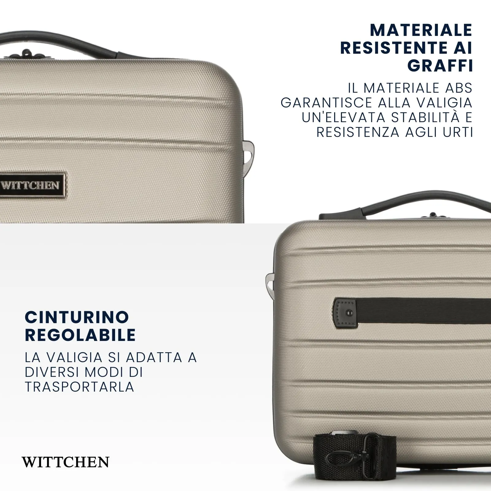WITTCHEN Necessaire da viaggio Custodia per cosmetici Valigia da viaggio Bagaglio a mano Valigia cabina Valigia in ABS Borsa da toilette Rigido Globe Line Chaampagne Ryanair/ITA Airways - immagine 3