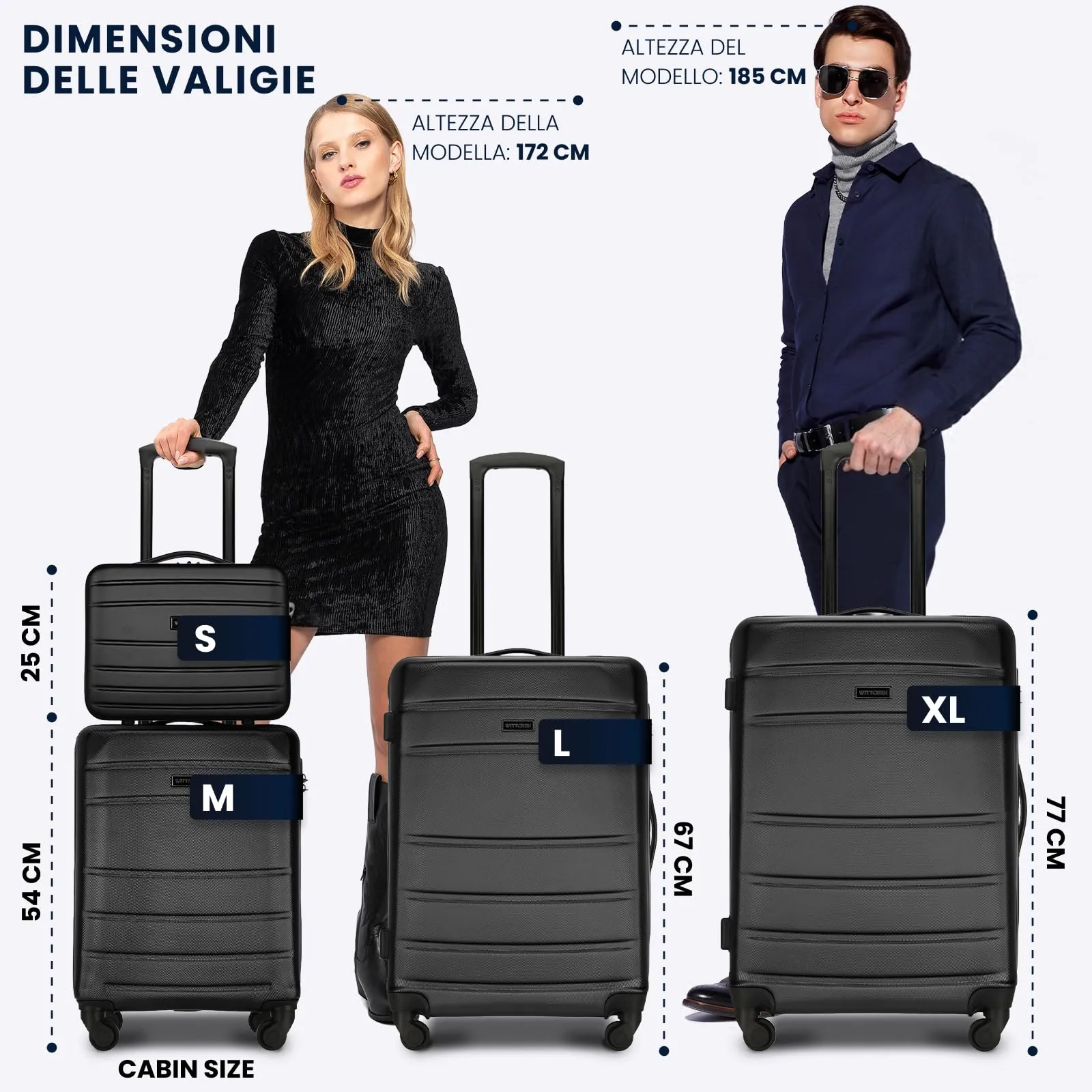 WITTCHEN Necessaire da viaggio Custodia per cosmetici Valigia da viaggio Bagaglio a mano Valigia cabina Valigia in ABS Borsa da toilette Rigido Globe Line Chaampagne Ryanair/ITA Airways - immagine 9