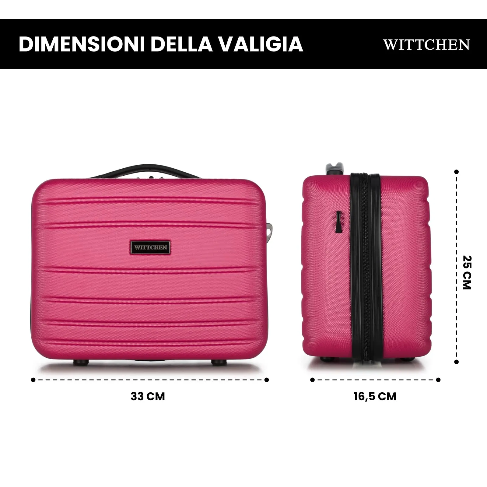 WITTCHEN Necessaire da viaggio Custodia per cosmetici Valigia da viaggio Bagaglio a mano Valigia cabina Valigia in ABS Borsa da toilette Rigido Globe Line Rosa Ryanair/ITA Airways - immagine 2