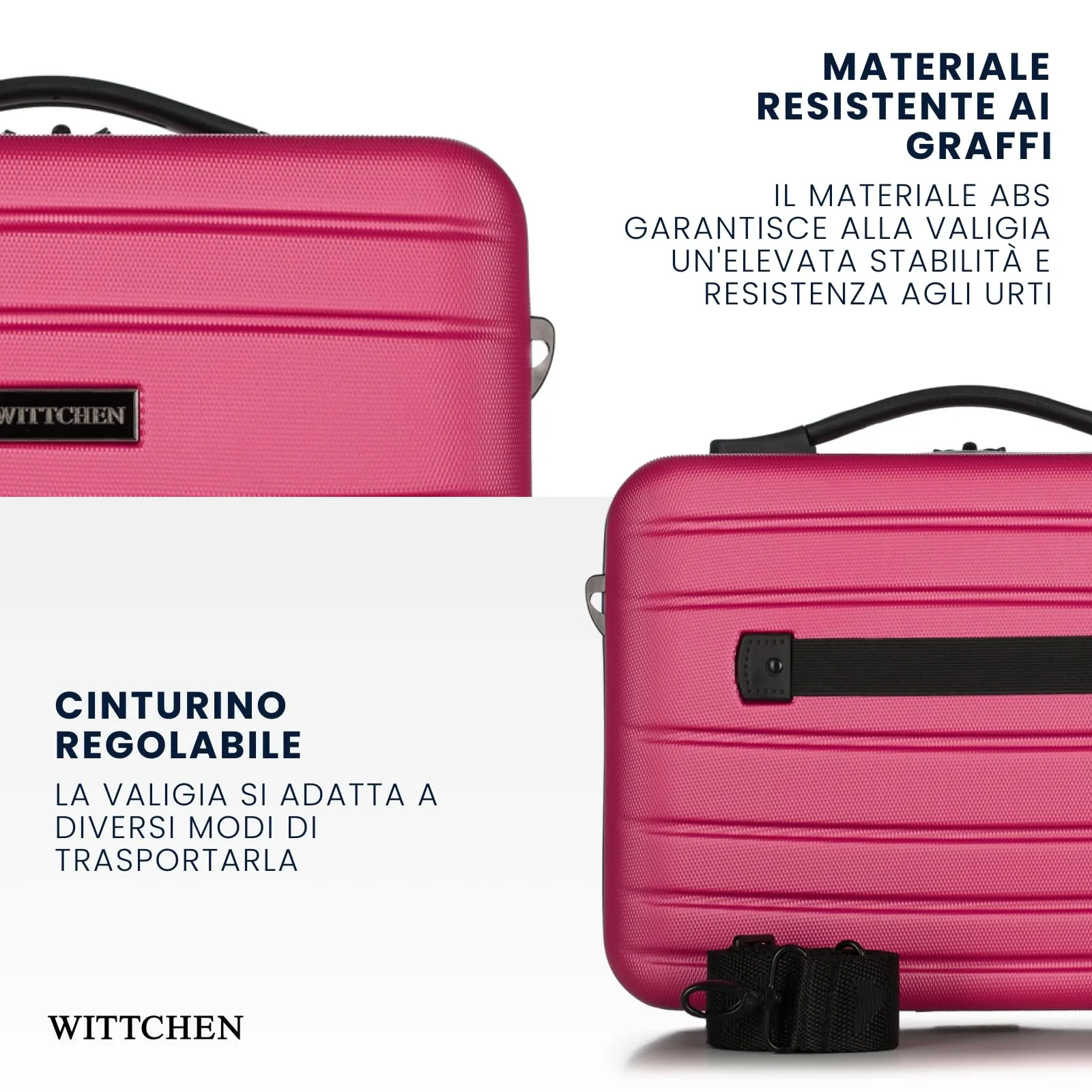 WITTCHEN Necessaire da viaggio Custodia per cosmetici Valigia da viaggio Bagaglio a mano Valigia cabina Valigia in ABS Borsa da toilette Rigido Globe Line Rosa Ryanair/ITA Airways - immagine 3