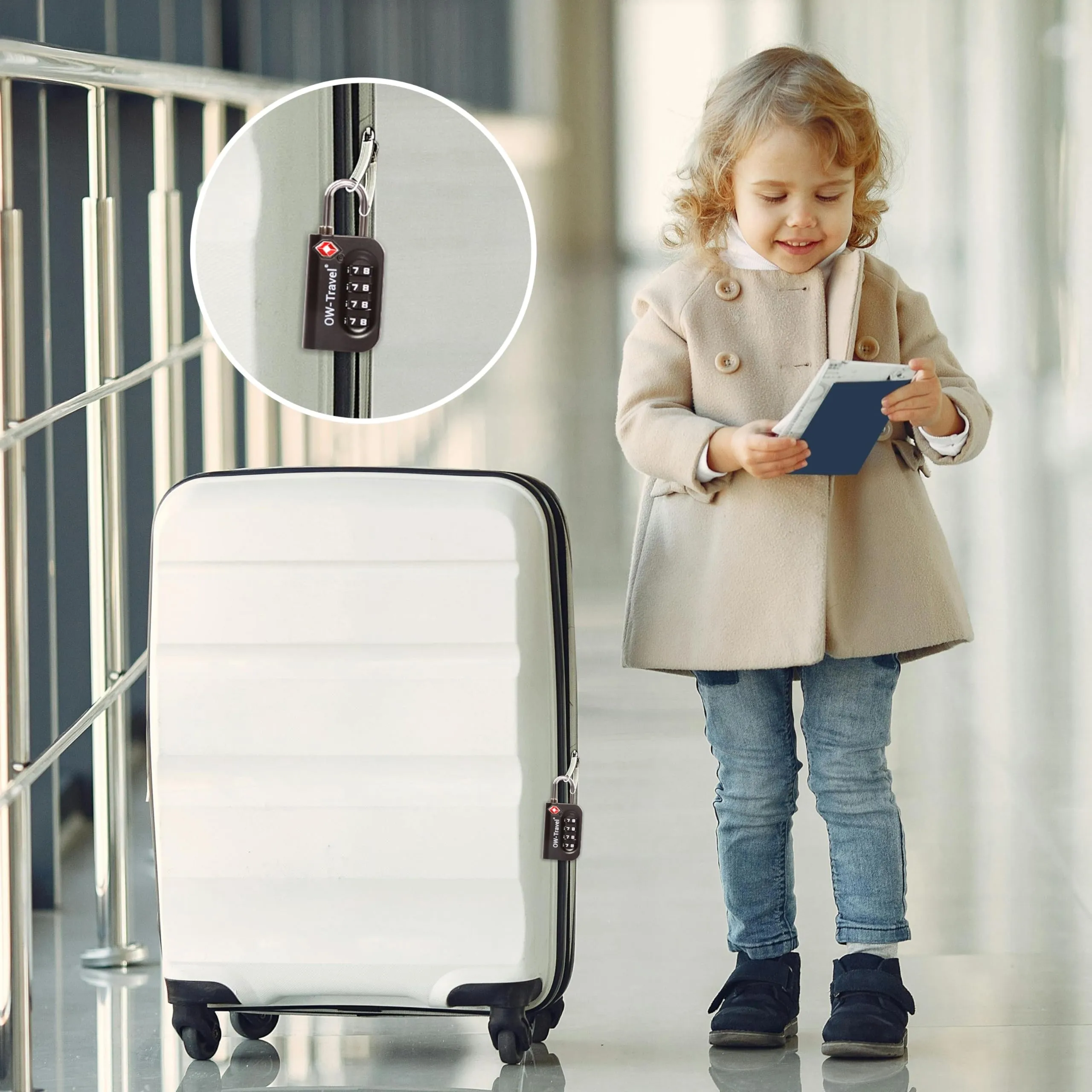 OW-Travel Lucchetto TSA, Lucchetto Valigia Aereo Codice 4 Cifre Nero 5 Pz - immagine 2