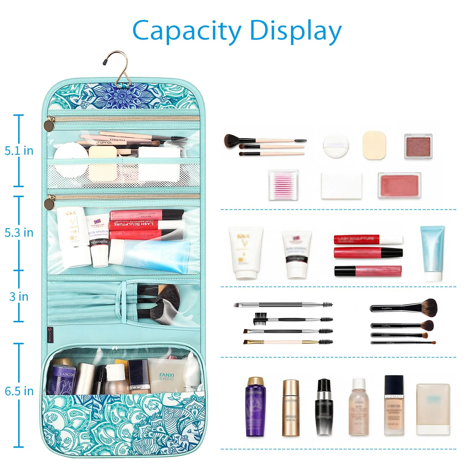 FINTIE Beauty Case da Viaggio Portatile Trucco - immagine 5