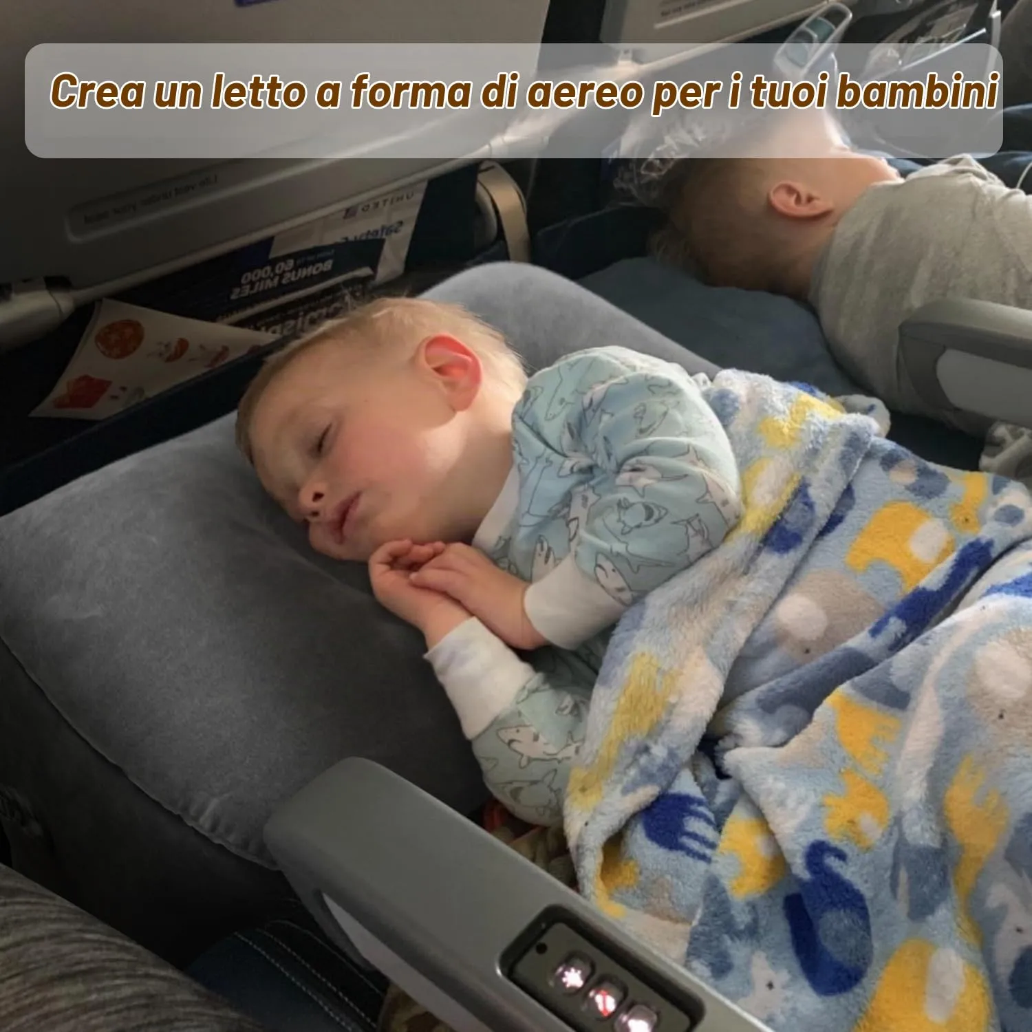 Maliton Poggiapiedi gonfiabile da viaggio, letto aereo per bambini, cuscino poggiapiedi per auto, altezza regolabile, per aereo, auto, treno, casa, ufficio (Grigio scuro, 1 pezzo) - immagine 3