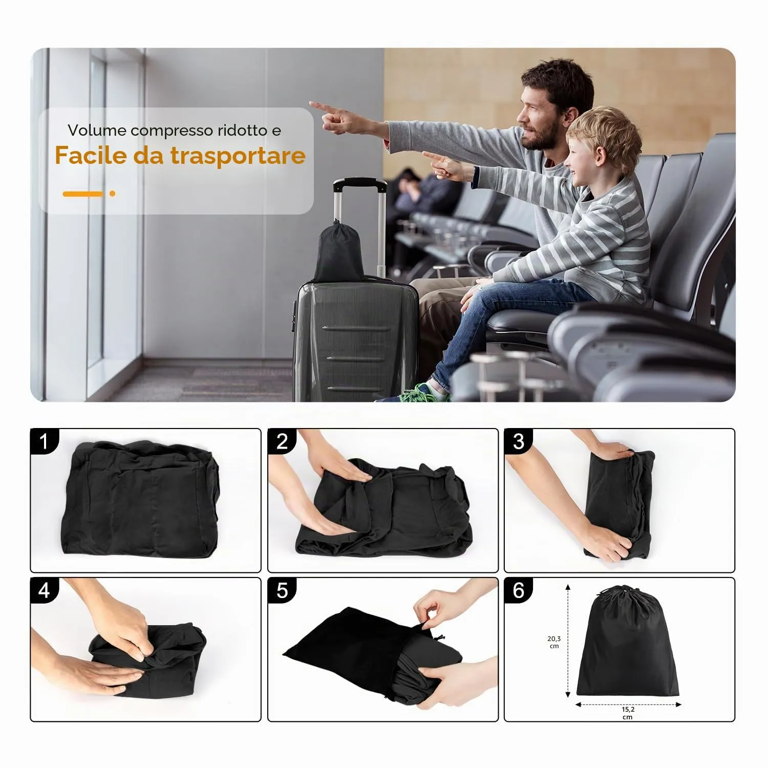 Maliton Poggiapiedi gonfiabile, letto da viaggio in aereo per bambini, seggiolino auto per bambini, altezza regolabile, cuscino per gambe per aereo, casa, ufficio (nero, 2 pezzi) - immagine 7