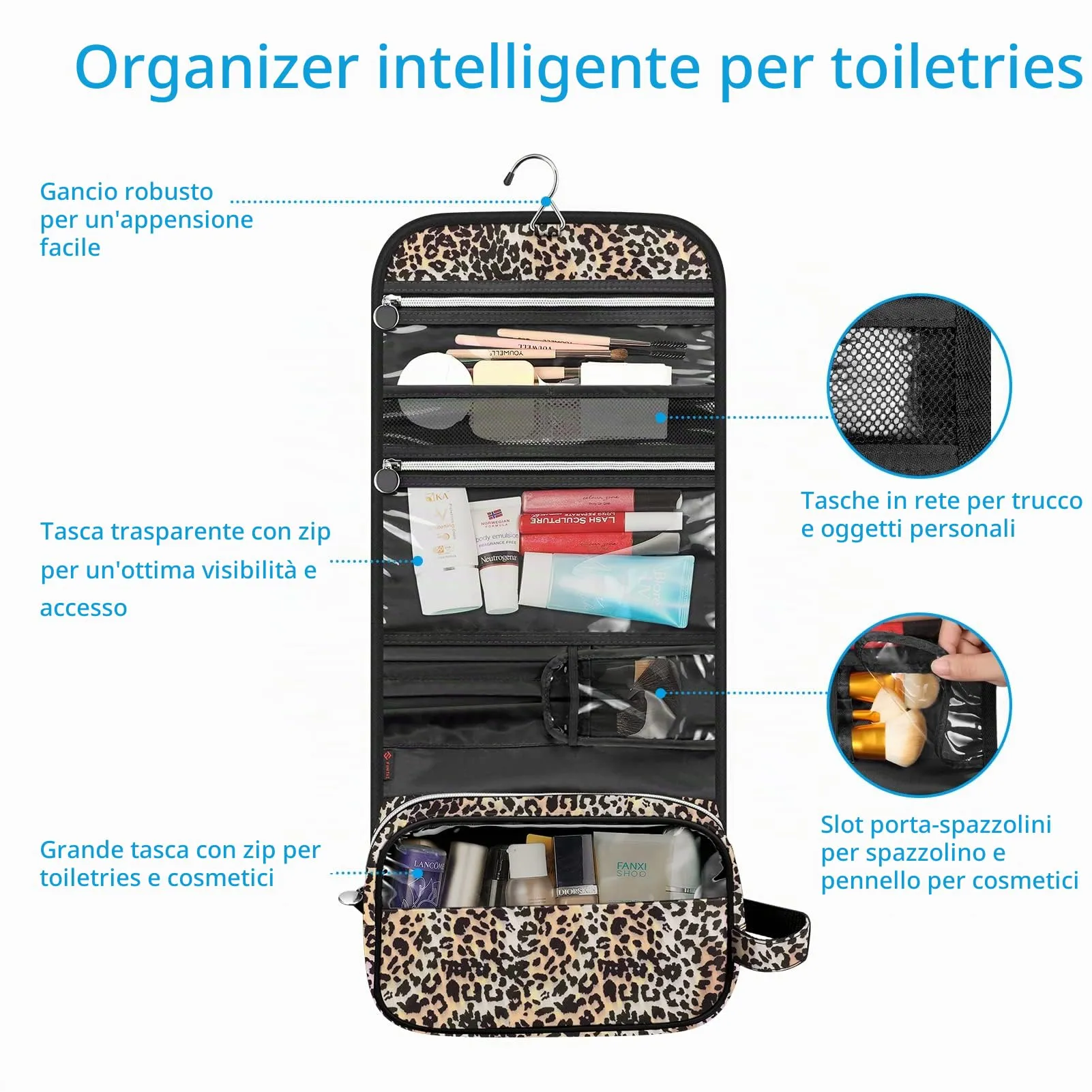 FINTIE Beauty Case da Viaggio Portatile Trucco - immagine 2