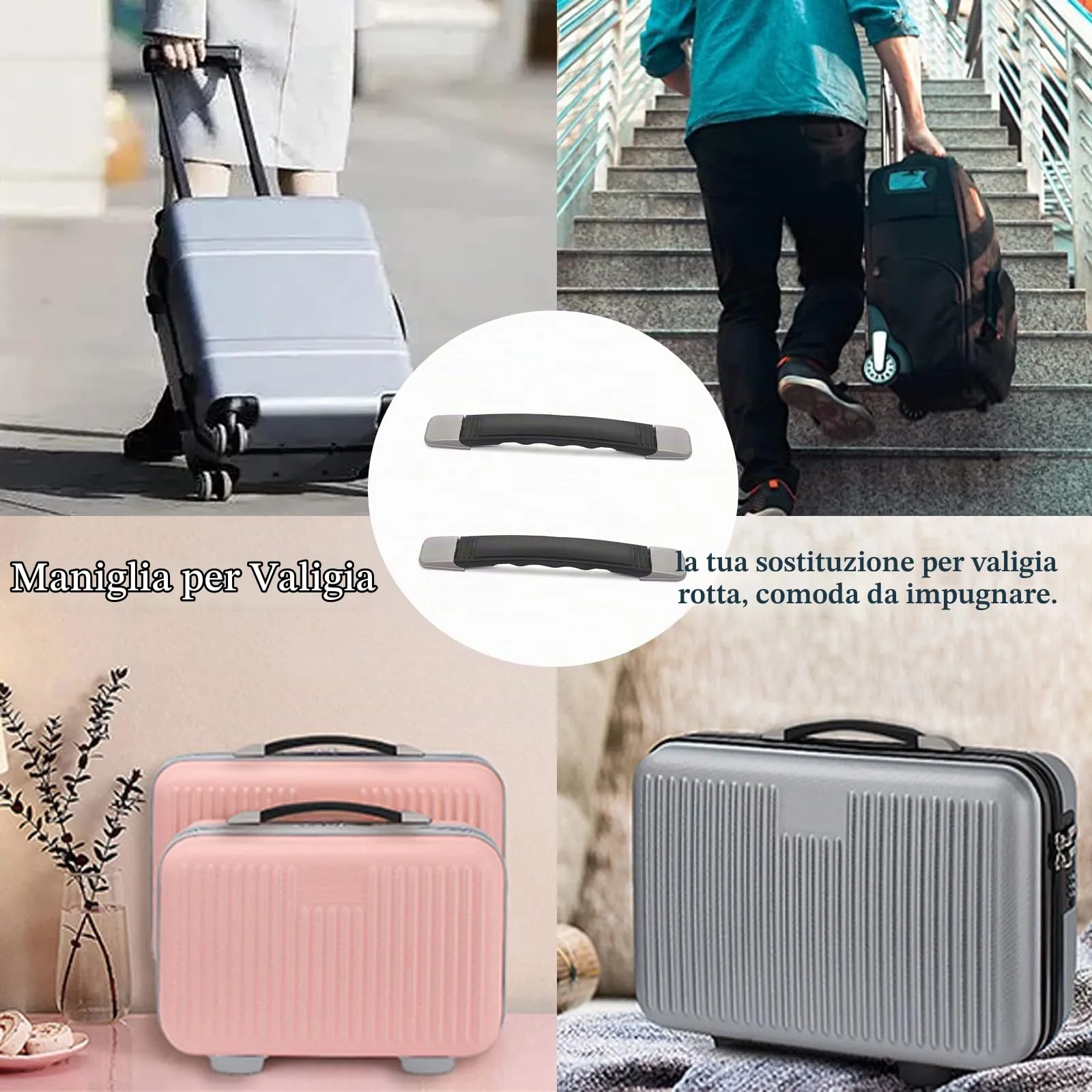 2 Pezzi Maniglie di Ricambio per Valigie, Valigia da Maniglia di Ricambio, Valigia Ricambio Maniglia per Valigia, Maniglia di Ricambio per Bagaglio, Ricambio Maniglia per Valigia per Scatole, Valigie - immagine 7