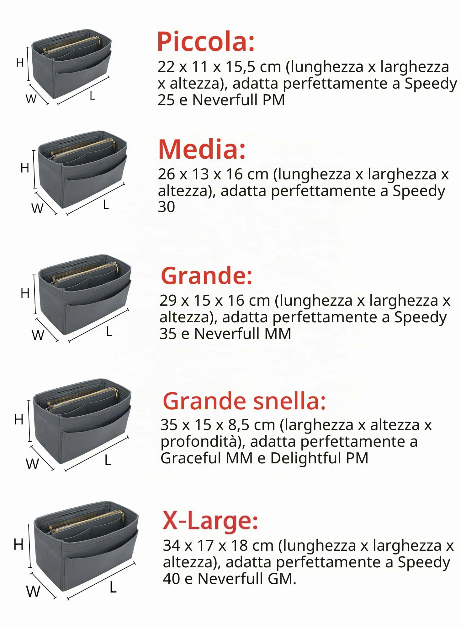 LEXSION, Organizer per borse in feltro, con cerniera, adatto per borse tote Speedy, Neverful, PM, MM - immagine 6