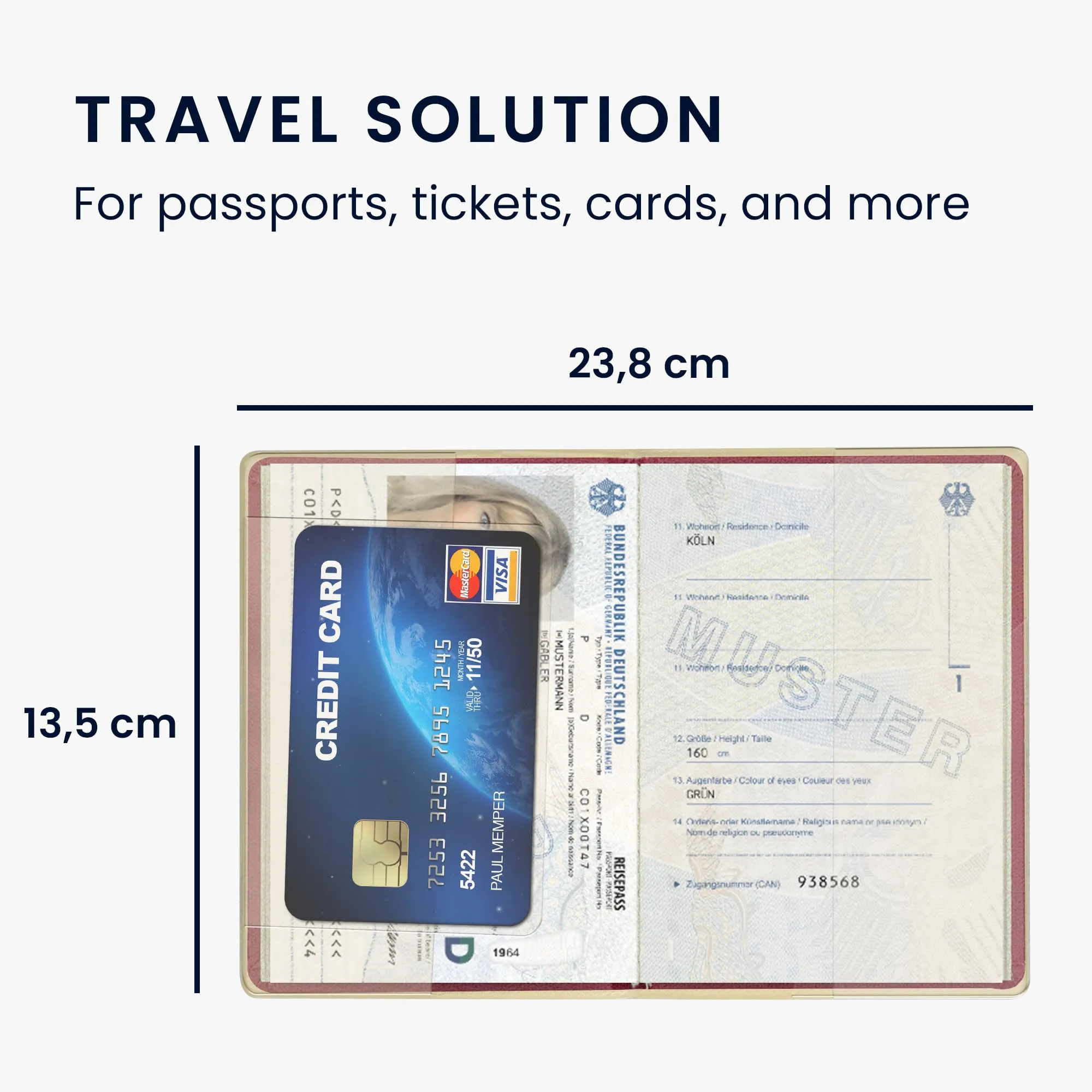kwmobile Custodia per Passaporto - Porta Passaporto con Chiusura di Sicurezza ad Elastico - Protezione per Documenti - blu chiaro/bianco/verde - immagine 3
