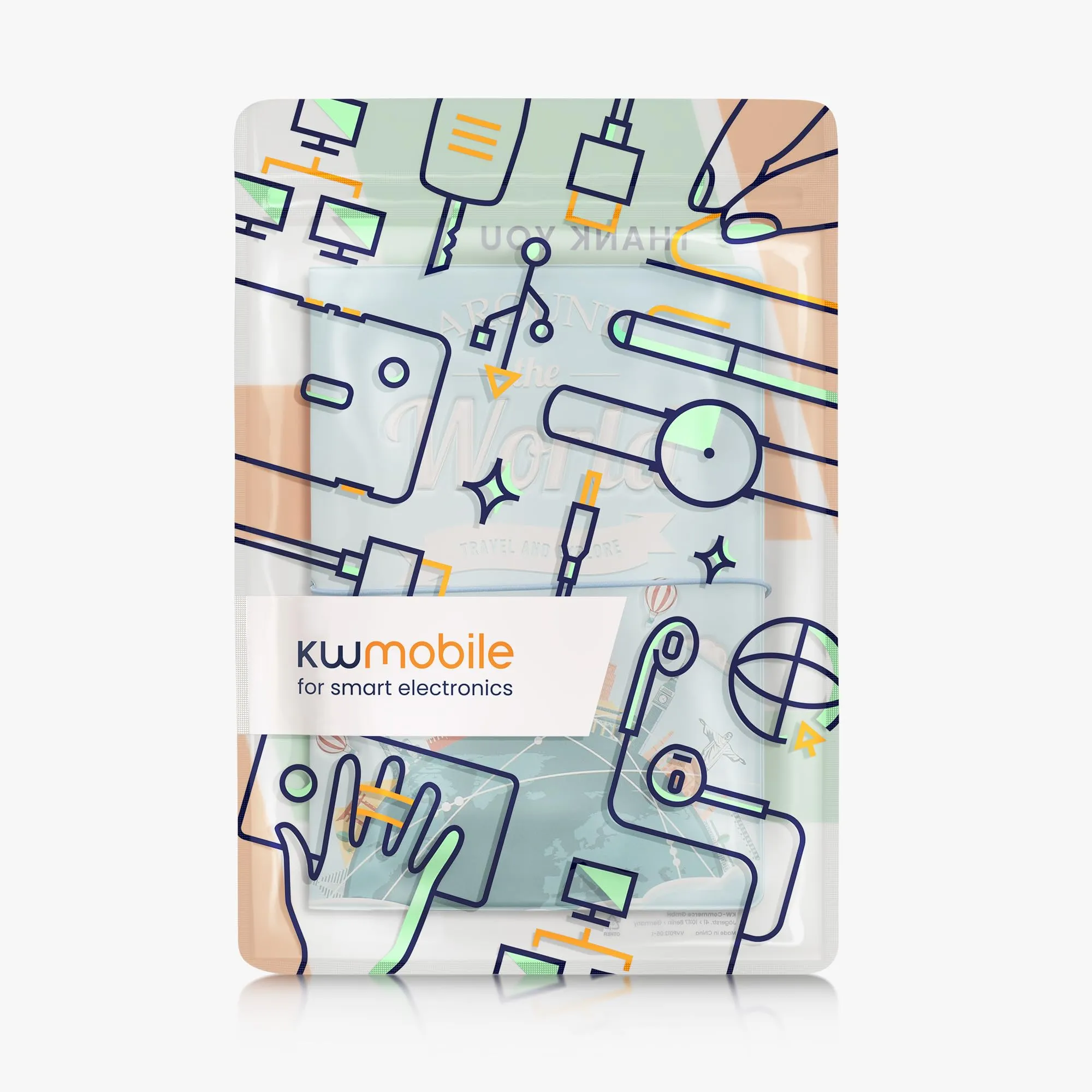 kwmobile Custodia per Passaporto - Porta Passaporto con Chiusura di Sicurezza ad Elastico - Protezione per Documenti - blu chiaro/bianco/verde - immagine 6