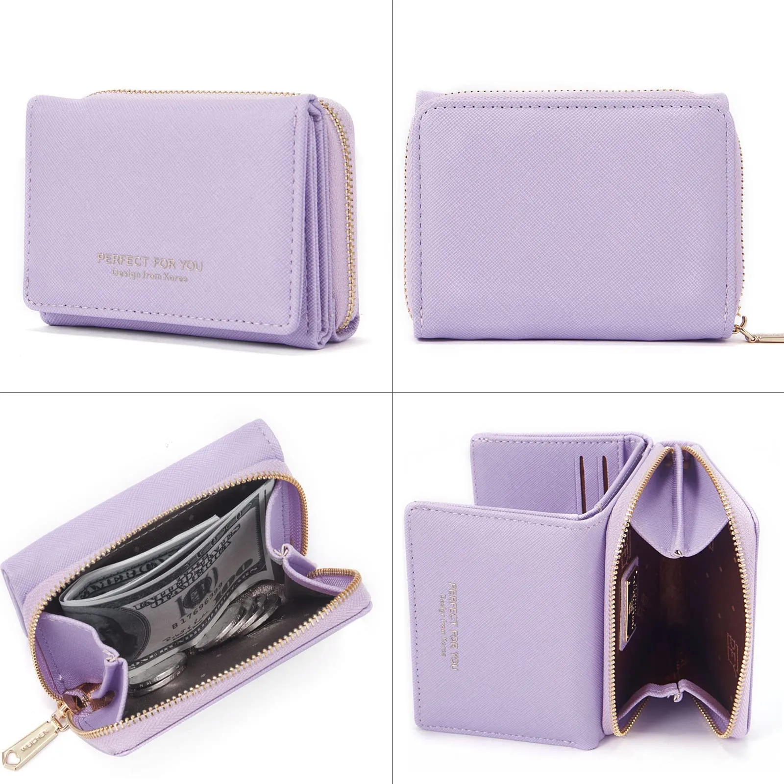 Borsellino da donna, Portafoglio da donna, Portafoglio da donna, Portafoglio da donna con grande capacità, Portafoglio da donna elegante e dolce con grande tasca per monete Viola - immagine 5