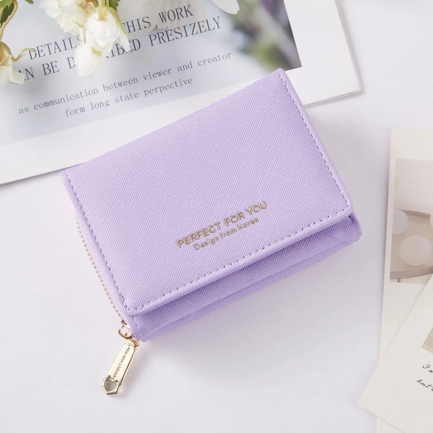 Borsellino da donna, Portafoglio da donna, Portafoglio da donna, Portafoglio da donna con grande capacità, Portafoglio da donna elegante e dolce con grande tasca per monete Viola - immagine 6