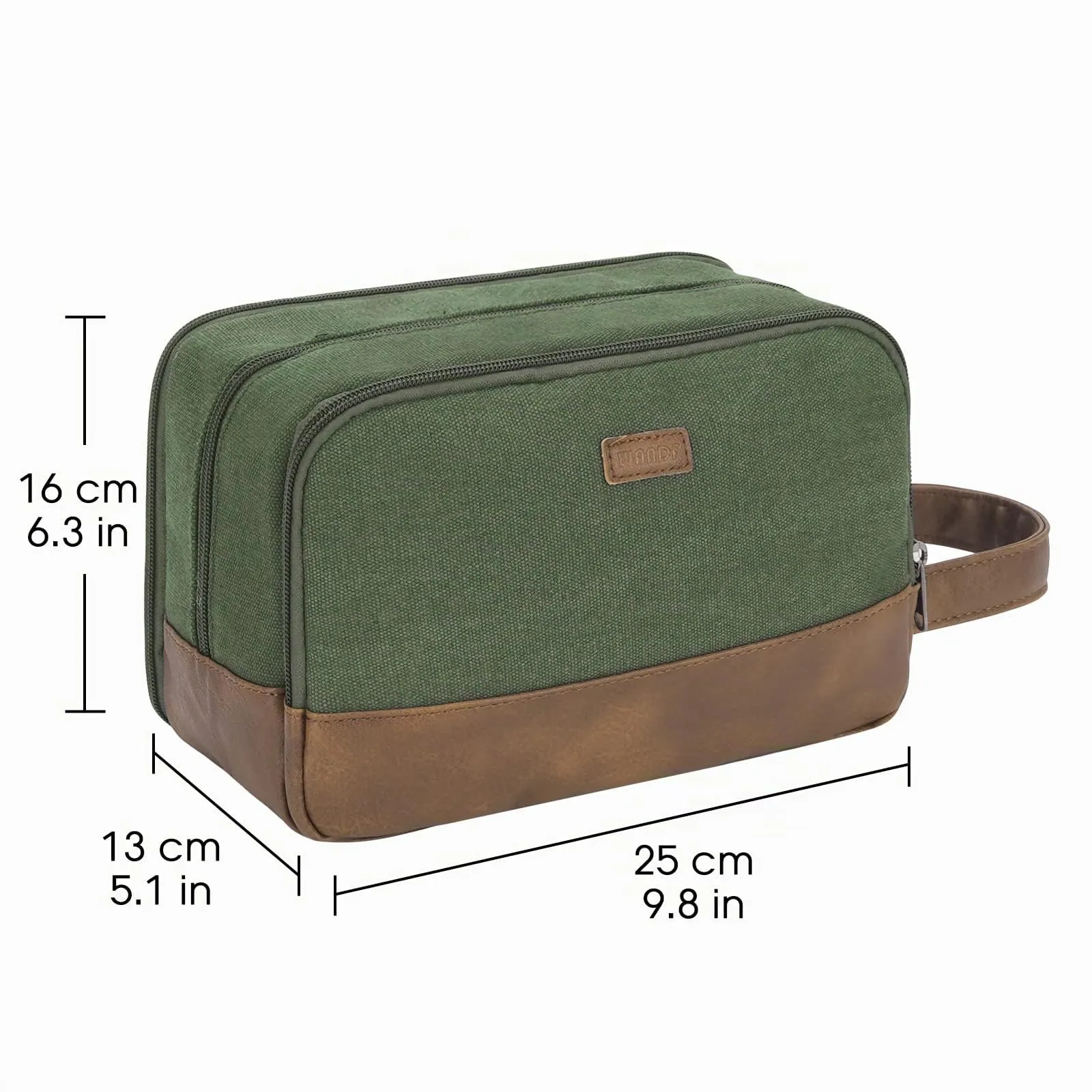 WANDF Beauty Case Uomo da Viaggio – Borsa da Toilette Impermeabile Organizer Capiente per Accessori da Barba e Igiene, con Manico Laterale (Verde) - immagine 7