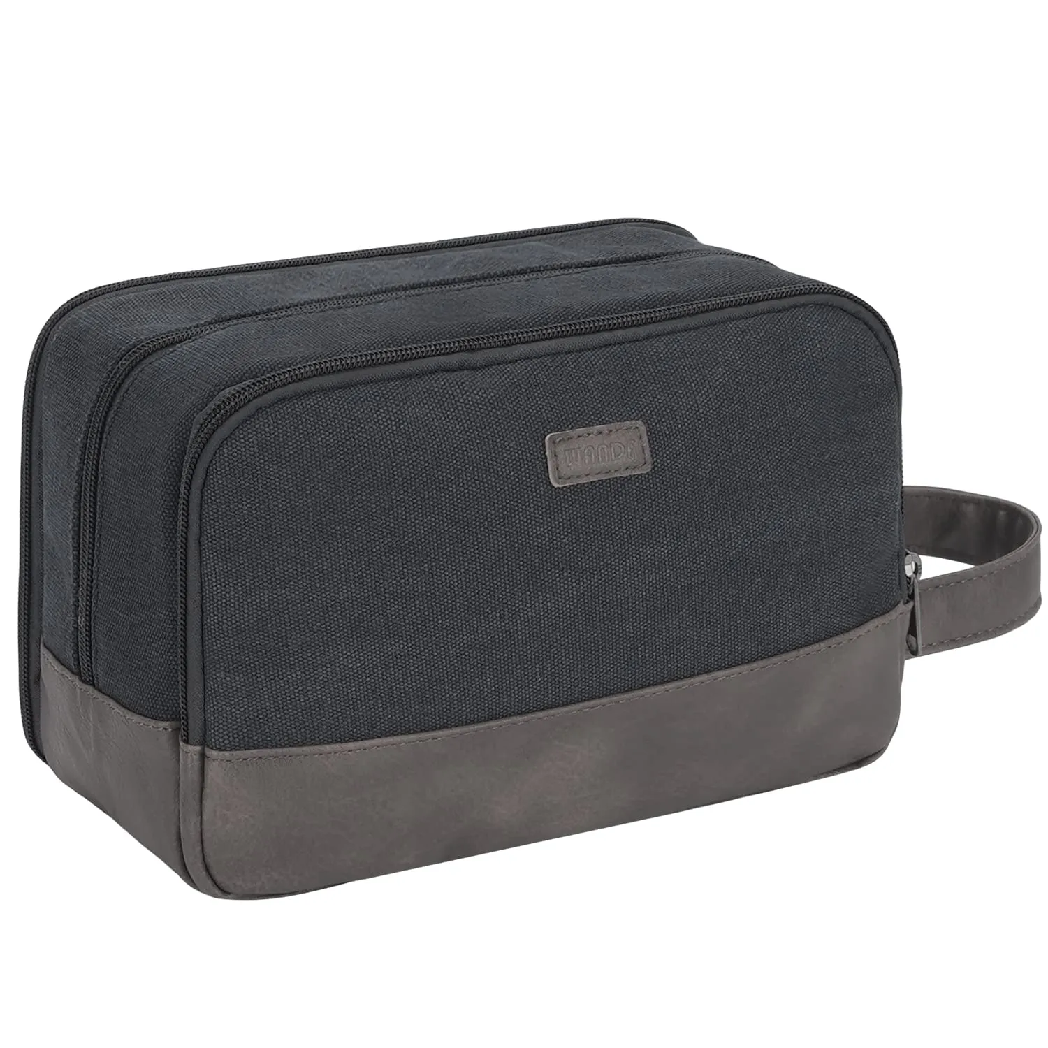 WANDF Beauty Case Uomo da Viaggio – Borsa da Toilette Impermeabile Organizer Capiente per Accessori da Barba e Igiene, con Manico Laterale (Nero) - immagine 1