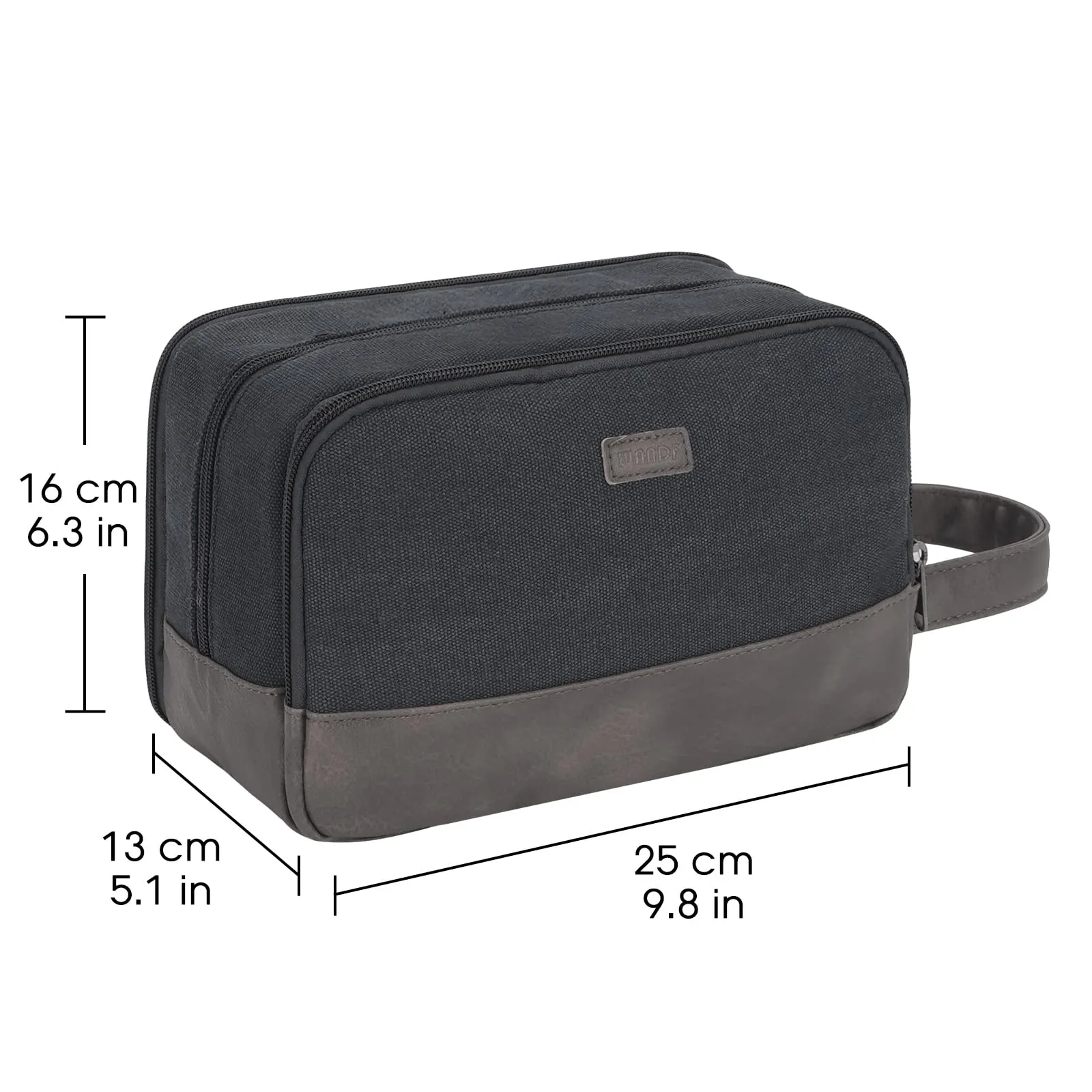 WANDF Beauty Case Uomo da Viaggio – Borsa da Toilette Impermeabile Organizer Capiente per Accessori da Barba e Igiene, con Manico Laterale (Nero) - immagine 7