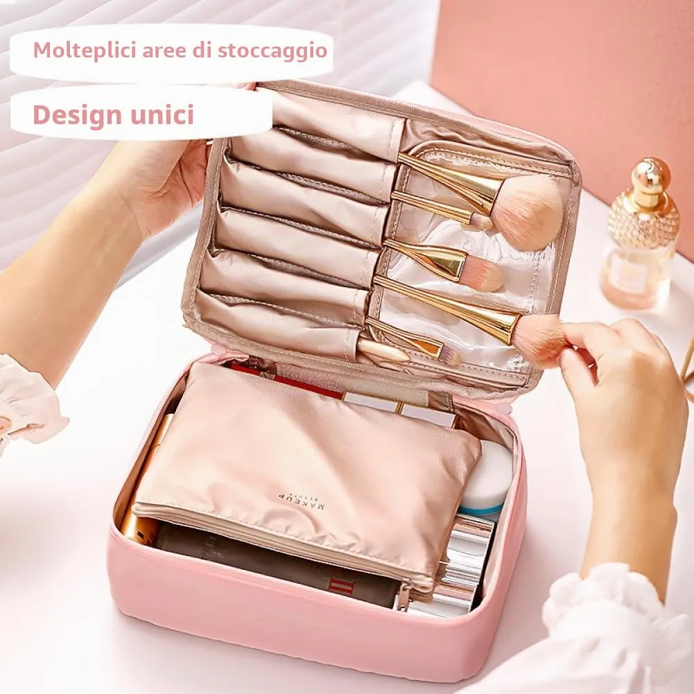 Aucuu Beauty Case Donna, Beauty Case da Viaggio Donna, Borsa da Trucco da Viaggio, Borsa da Porta Trucchi da Viaggio, Trousse da Viaggio, Borsa da Toilette per Viaggio/All'aperto - immagine 4