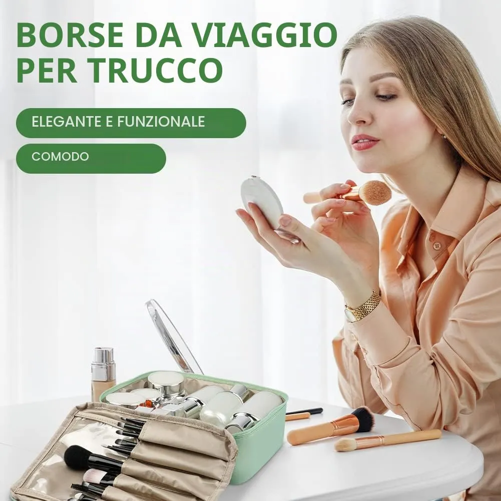 Aucuu Beauty Case Donna, Beauty Case da Viaggio Donna, Borsa da Trucco da Viaggio, Borsa da Porta Trucchi da Viaggio, Trousse da Viaggio, Borsa da Toilette per Viaggio/All'aperto - immagine 5