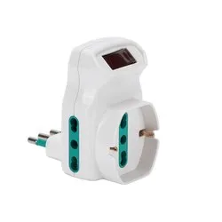 Adattatore con interruttore 3 prese 2P+T 10/16A (bipasso std italiano) Bianco 87317 - immagine 1