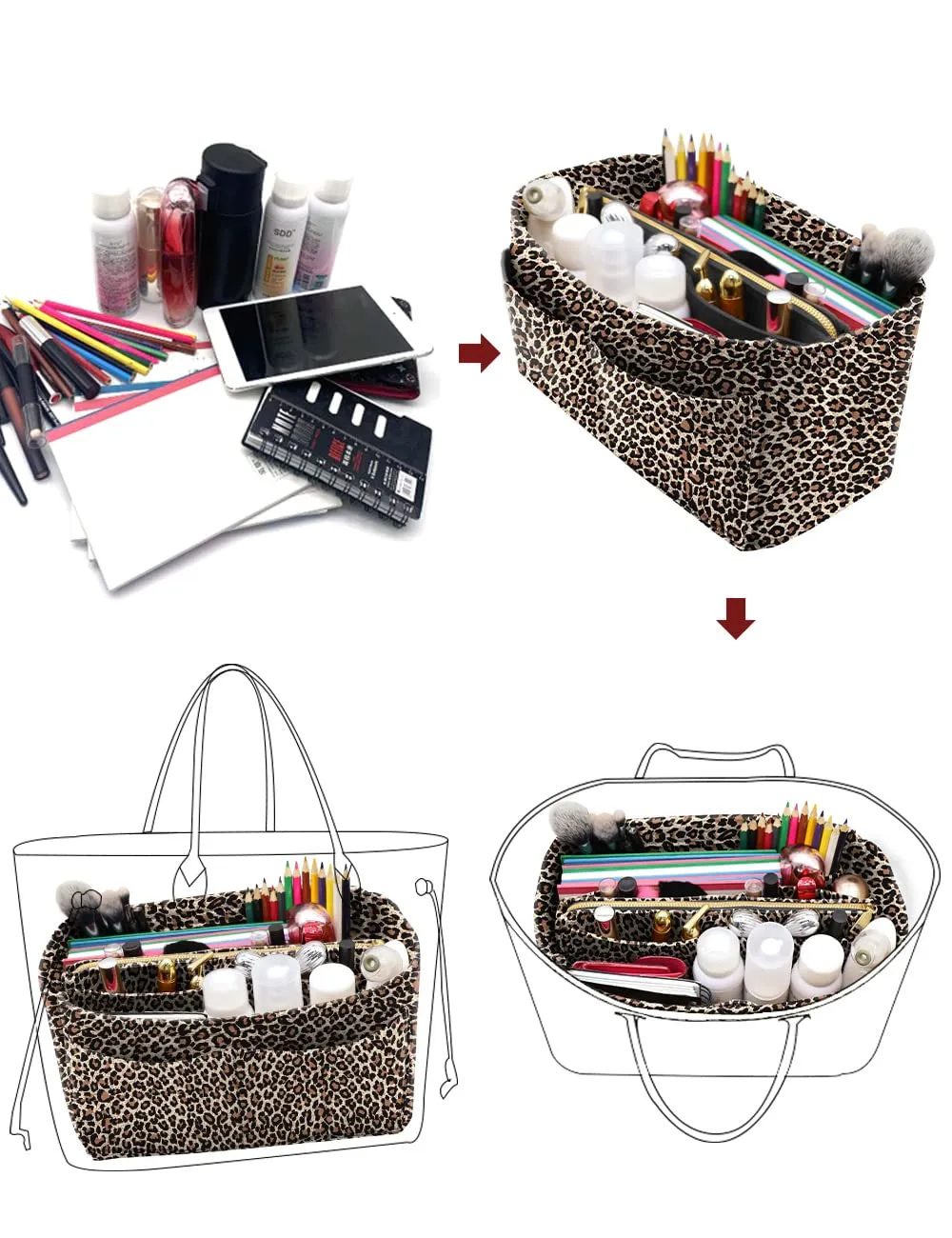 LEXSION Organizer per borsa in feltro con cerniera per borsa da trasporto per Speedy Neverfull PM MM Sleender Medium - immagine 5