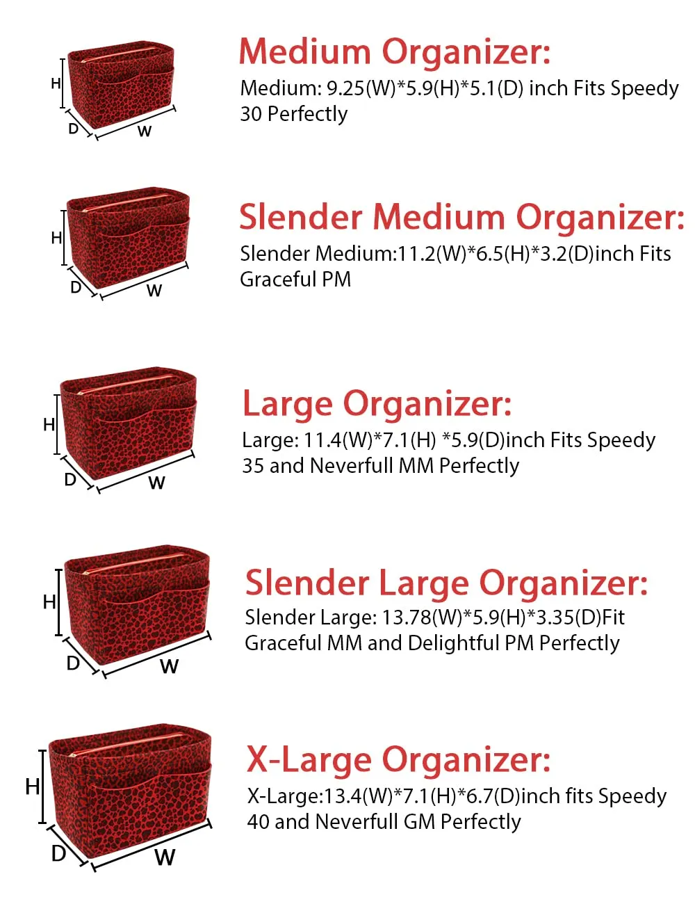 LEXSION Organizer borsa in feltro con cerniera per borsa da trasporto per Speedy Neverfull PM MM Large - immagine 6