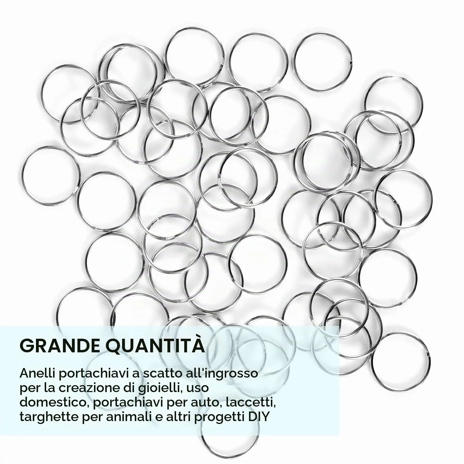 IPXEAD 200 pezzi anelli portachiavi argentati da 25 mm per portachiavi ad anello - immagine 7