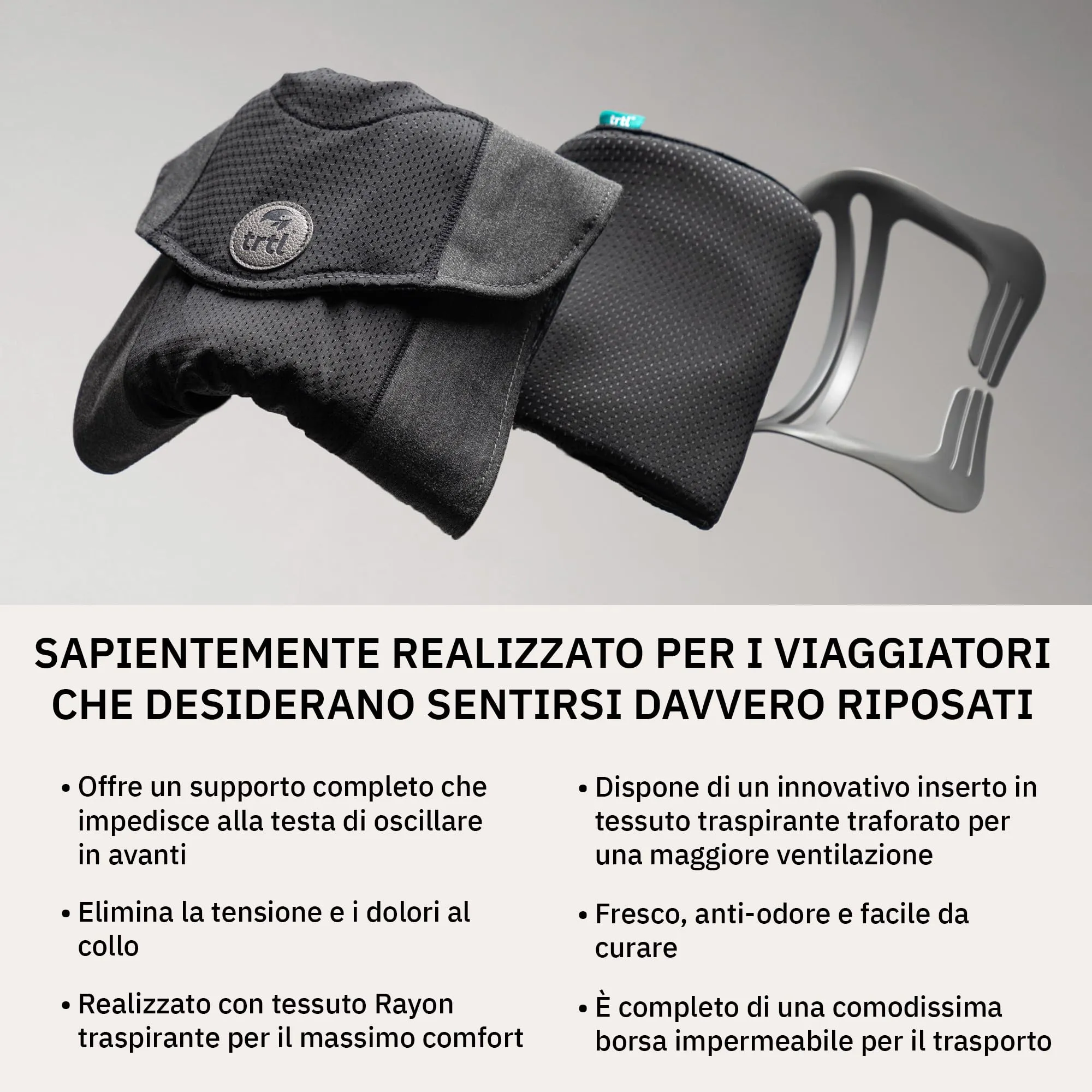 trtl Cool Cuscino da Viaggio per Supporto Collo Leggero e Traspirante - immagine 3