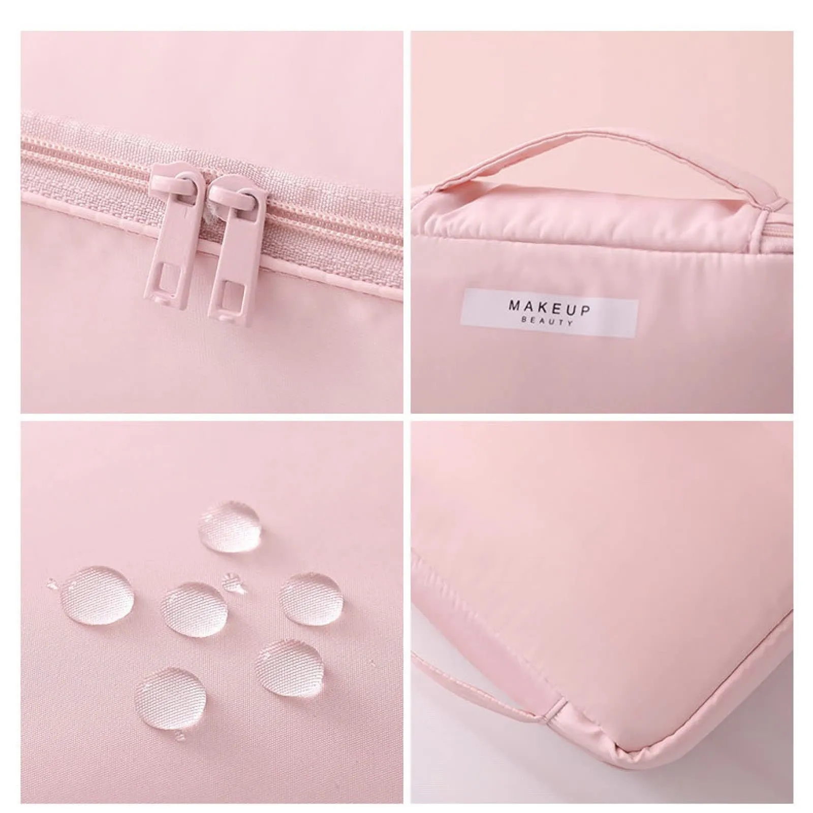 Aucuu Astuccio Per Trucco, Grande Astuccio Cosmetico, Portatile, Borsa Per Cosmetici A Cerniera, Astuccio Trucco Da Viaggio per Donne E Ragazze, Rosa, #2 rosa 2 pezzi, alla moda - immagine 5
