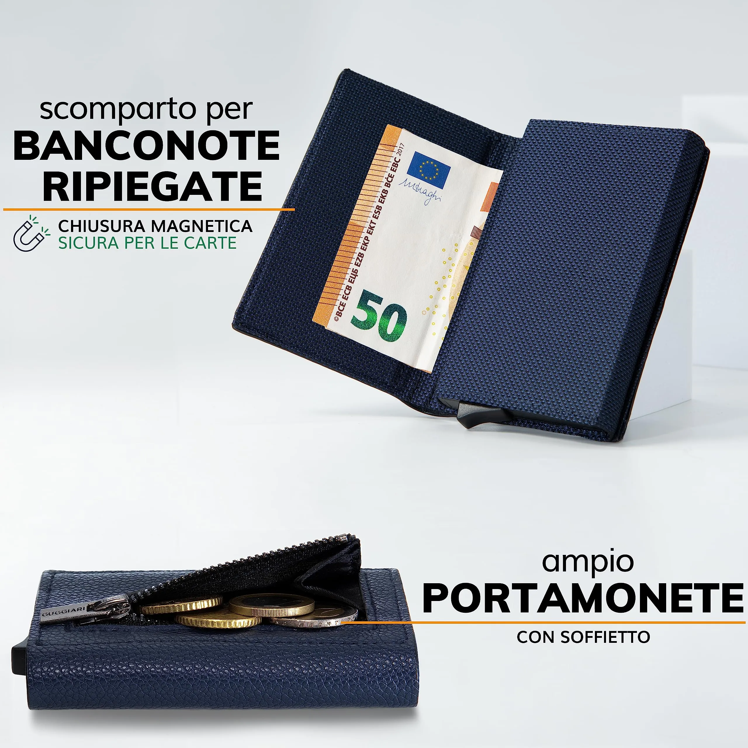 GUGGIARI® Porta Carte Credito RFID Alluminio, Magnetico - immagine 3